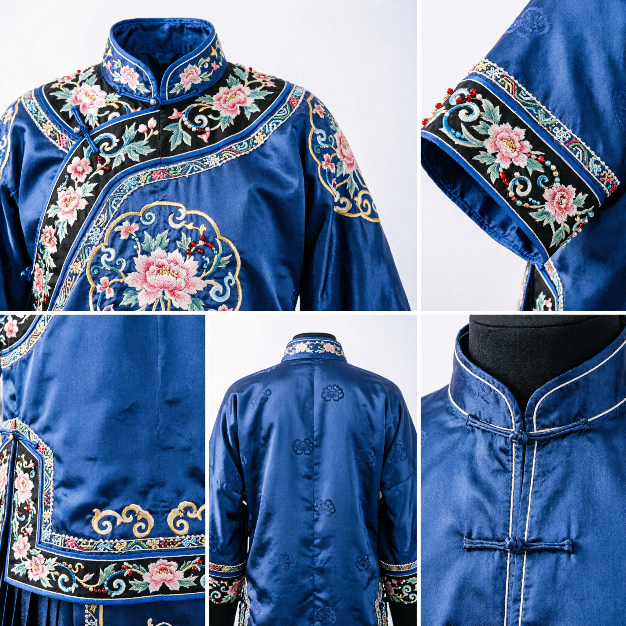 Ancient Chinese Hair Accessories Set Blue Enamel Hanfu Headpiece Wedding Bridal Crown Tassel Hairpins for Women