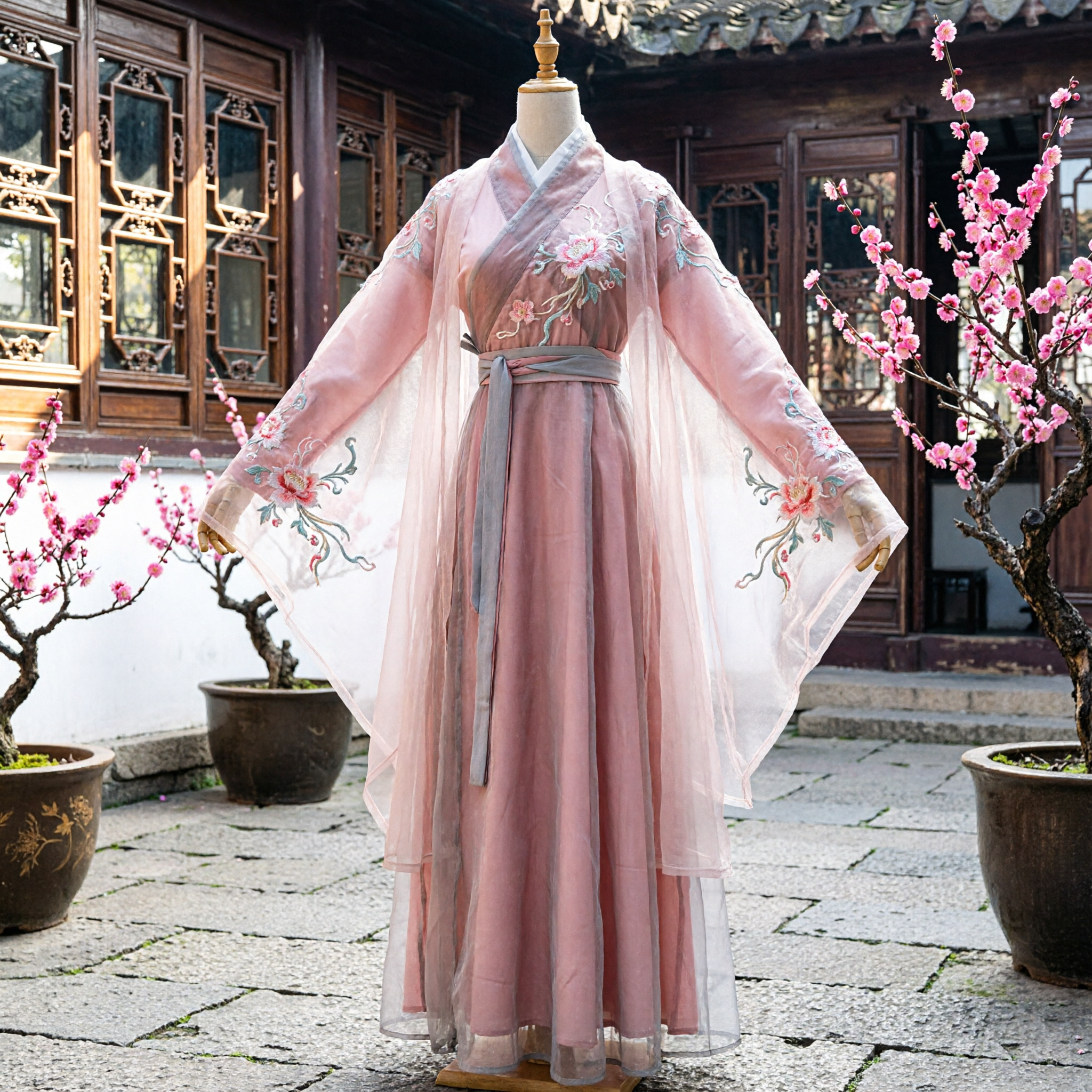 Elegant Pink Chinese Hanfu Traditional Ancient Costume Jin Dynasty Style Fairy Dress for Women