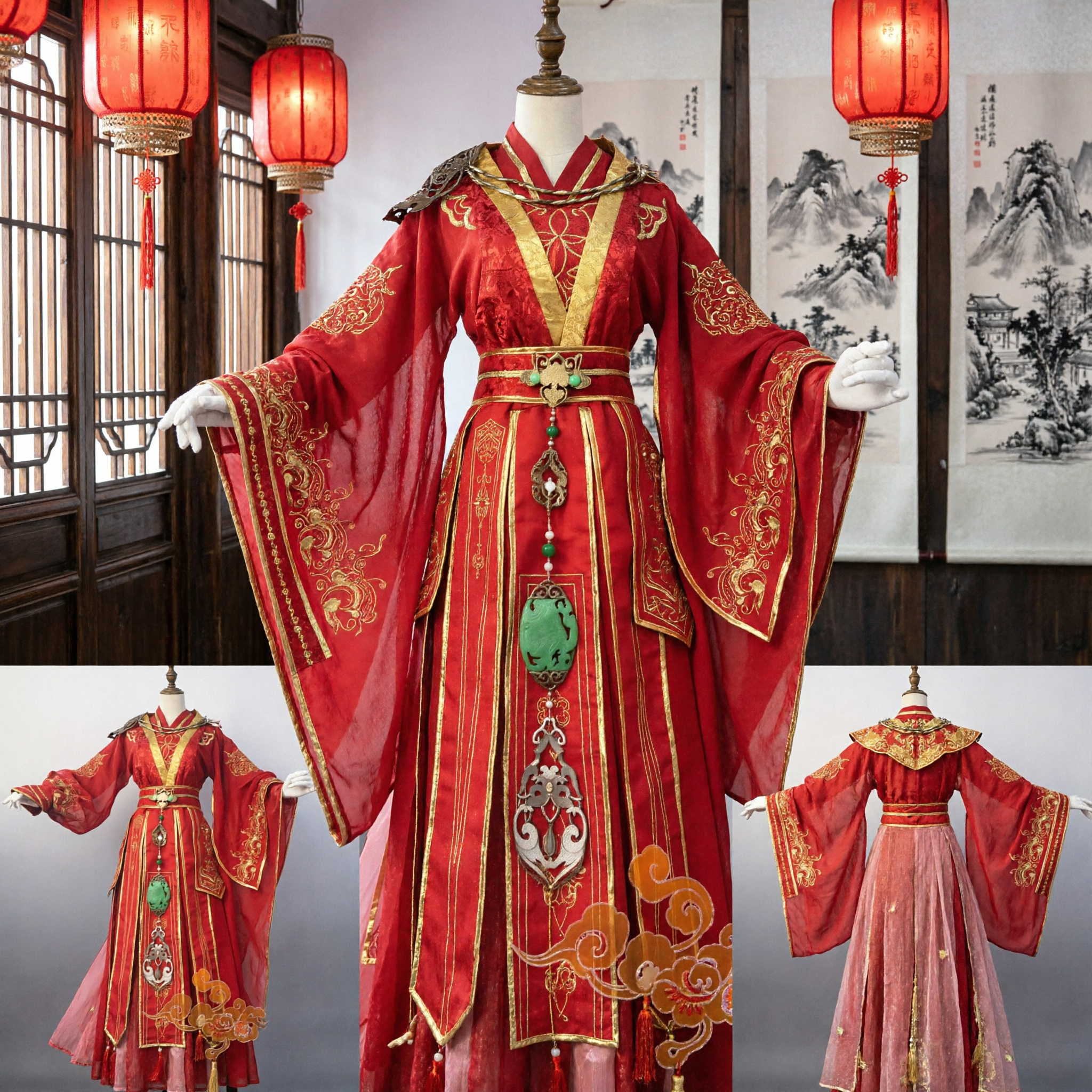 Traditional Chinese Hanfu Tang Dynasty Red Embroidered Robe Ancient Princess Costume for Women Cosplay