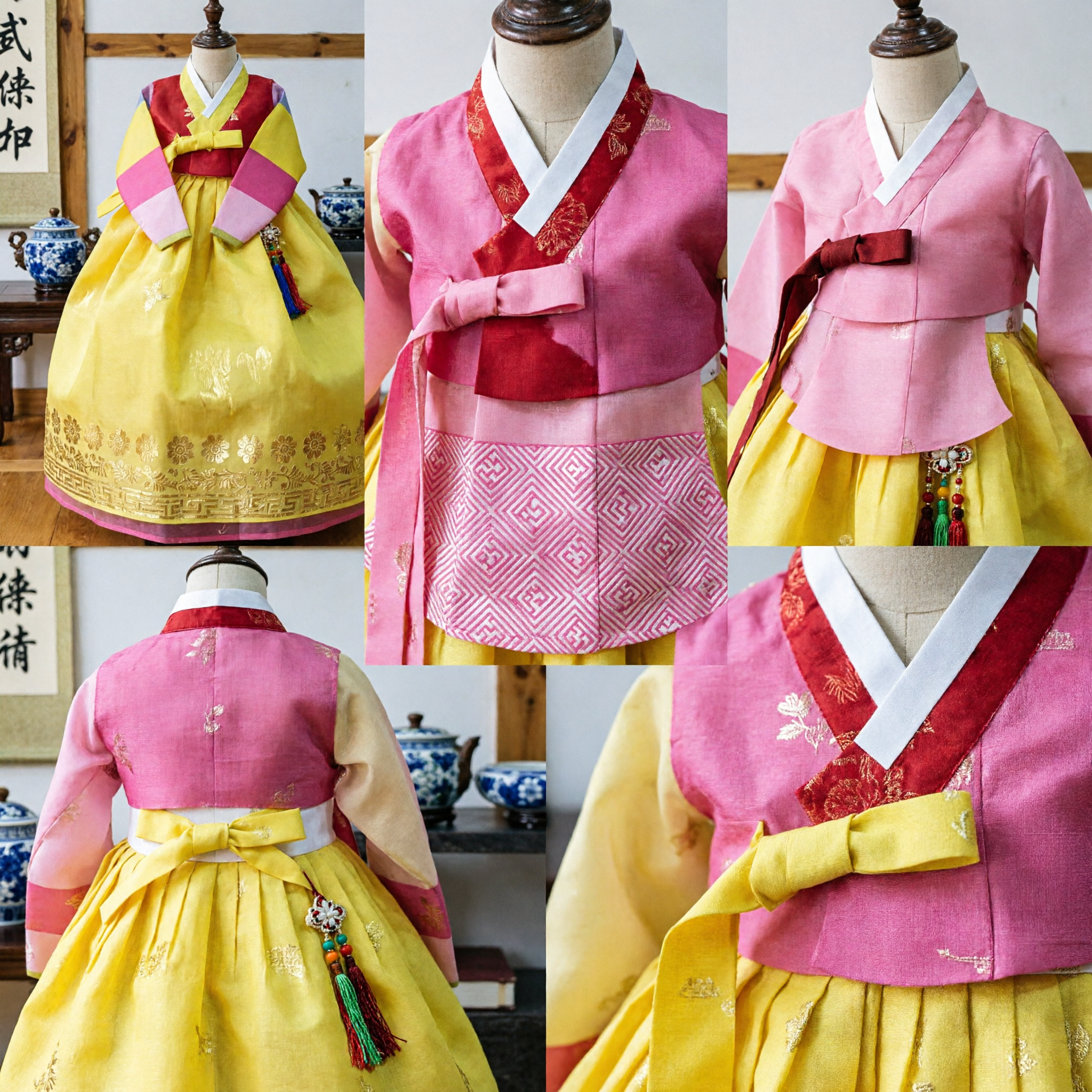 Traditional Korean Hanbok Yellow Chima Jeogori Set for Women Girls Folk Dance Cultural Performance