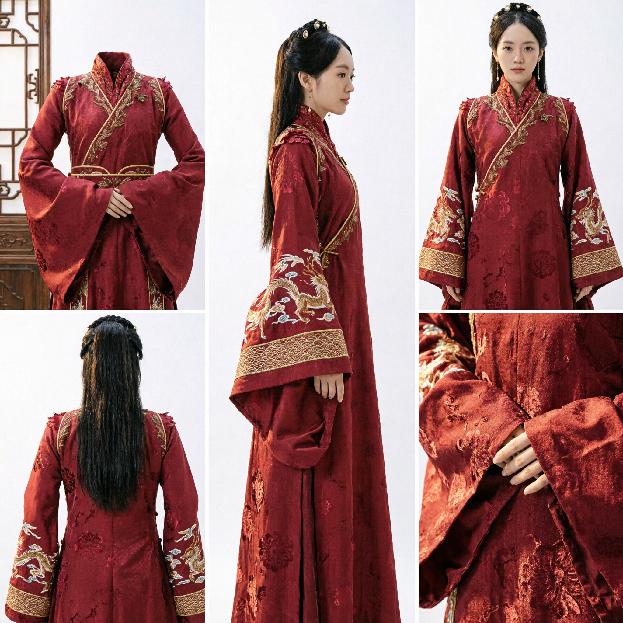 Traditional Chinese Red Hanfu Dress Women Ancient Embroidered Robe for Wedding Ceremony and Historical Cosplay