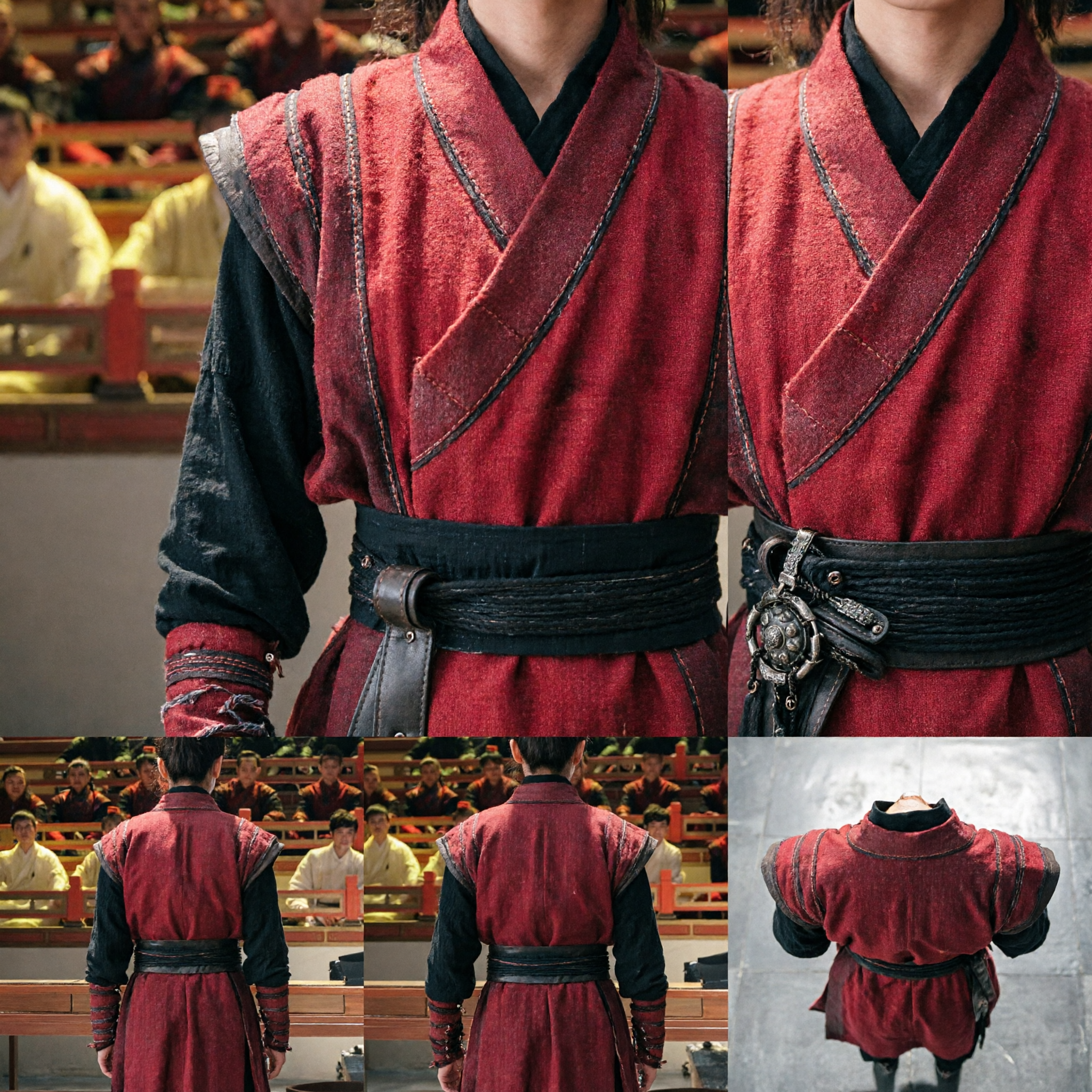 Men's Ancient Chinese Wuxia Red Swordsman Hanfu Costume Traditional Martial Arts Cosplay Outfit