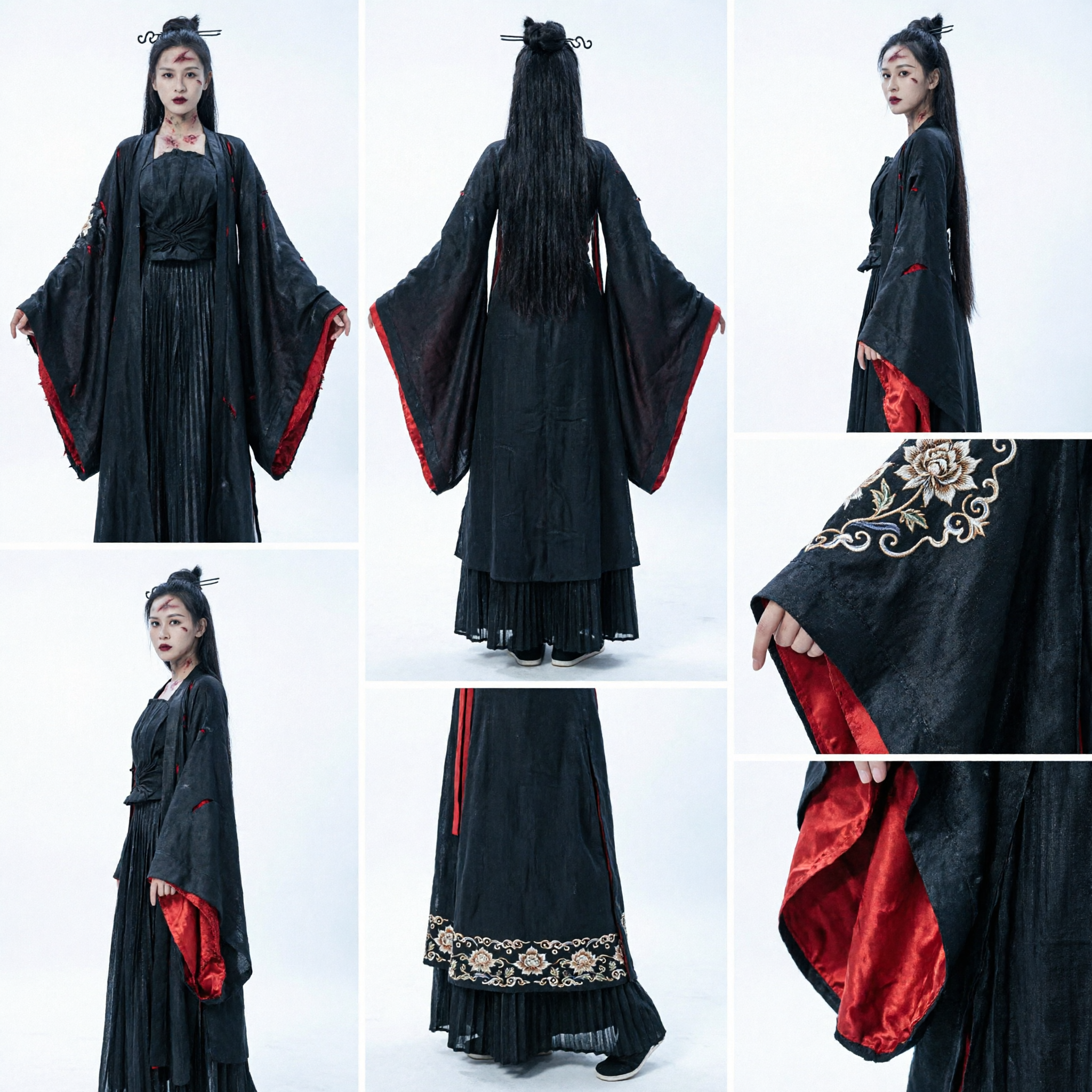 Chinese Traditional Hanfu Costume Ancient Swordswoman Black Robe Wuxia Assassin Dress for Women Cosplay