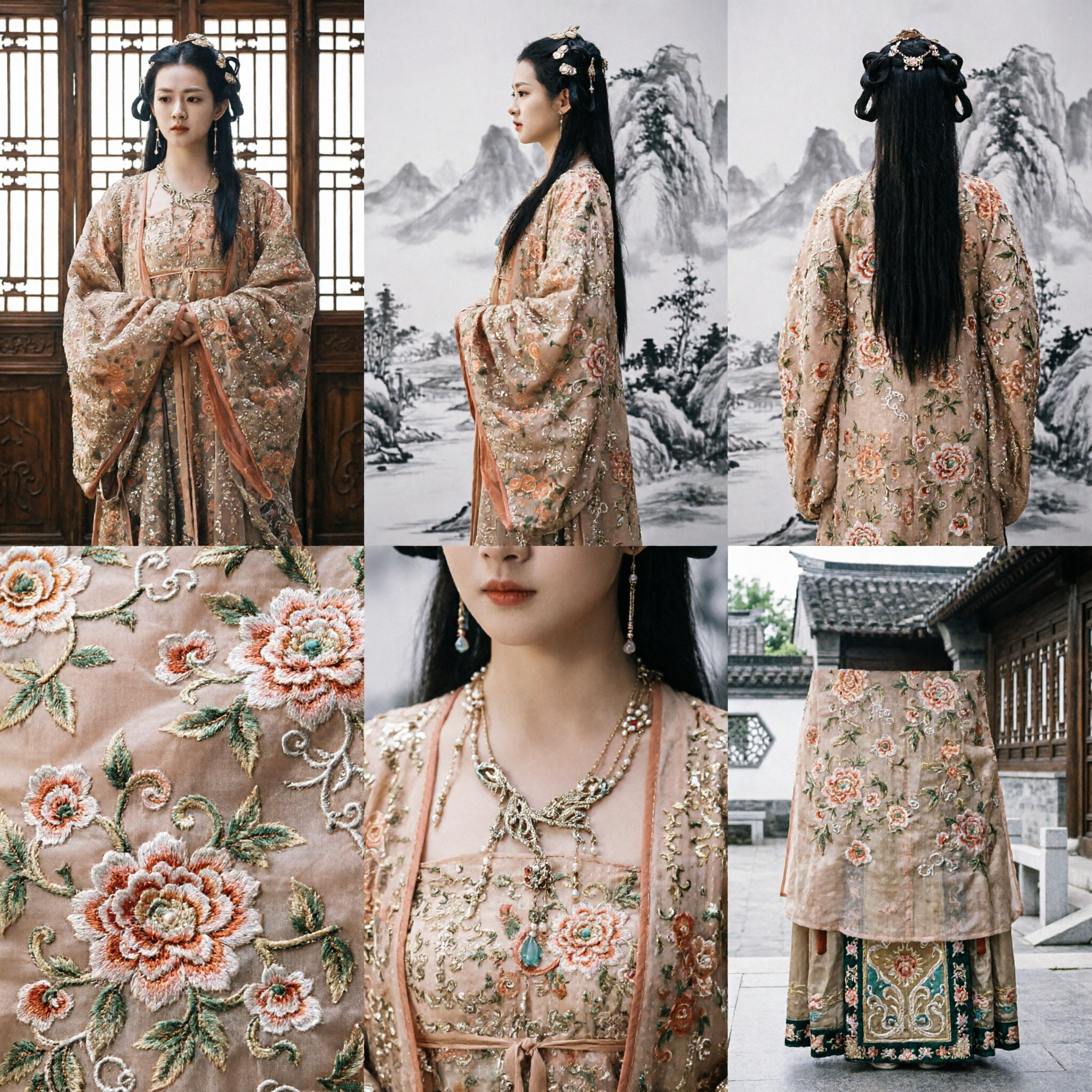 Traditional Chinese Hanfu Princess Costume Elegant Gold Embroidered Wide Sleeve Dress for Women Cosplay