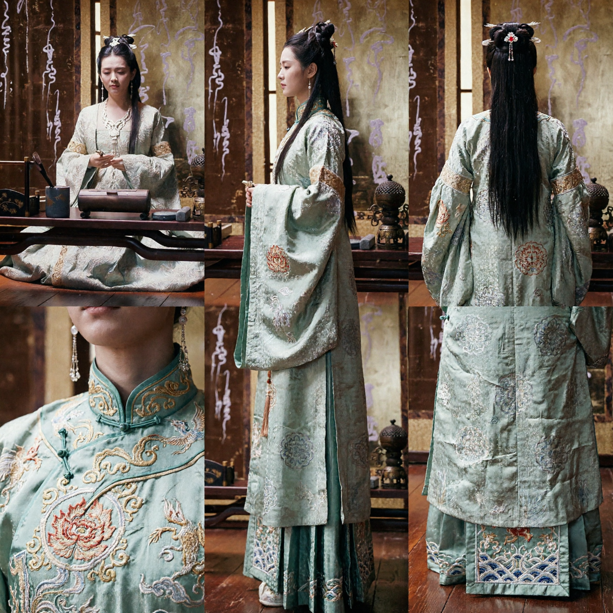 Elegant Sage Green Ancient Chinese Tang Dynasty Hanfu Costume Traditional Noble Lady Dress for Women Historical Cosplay