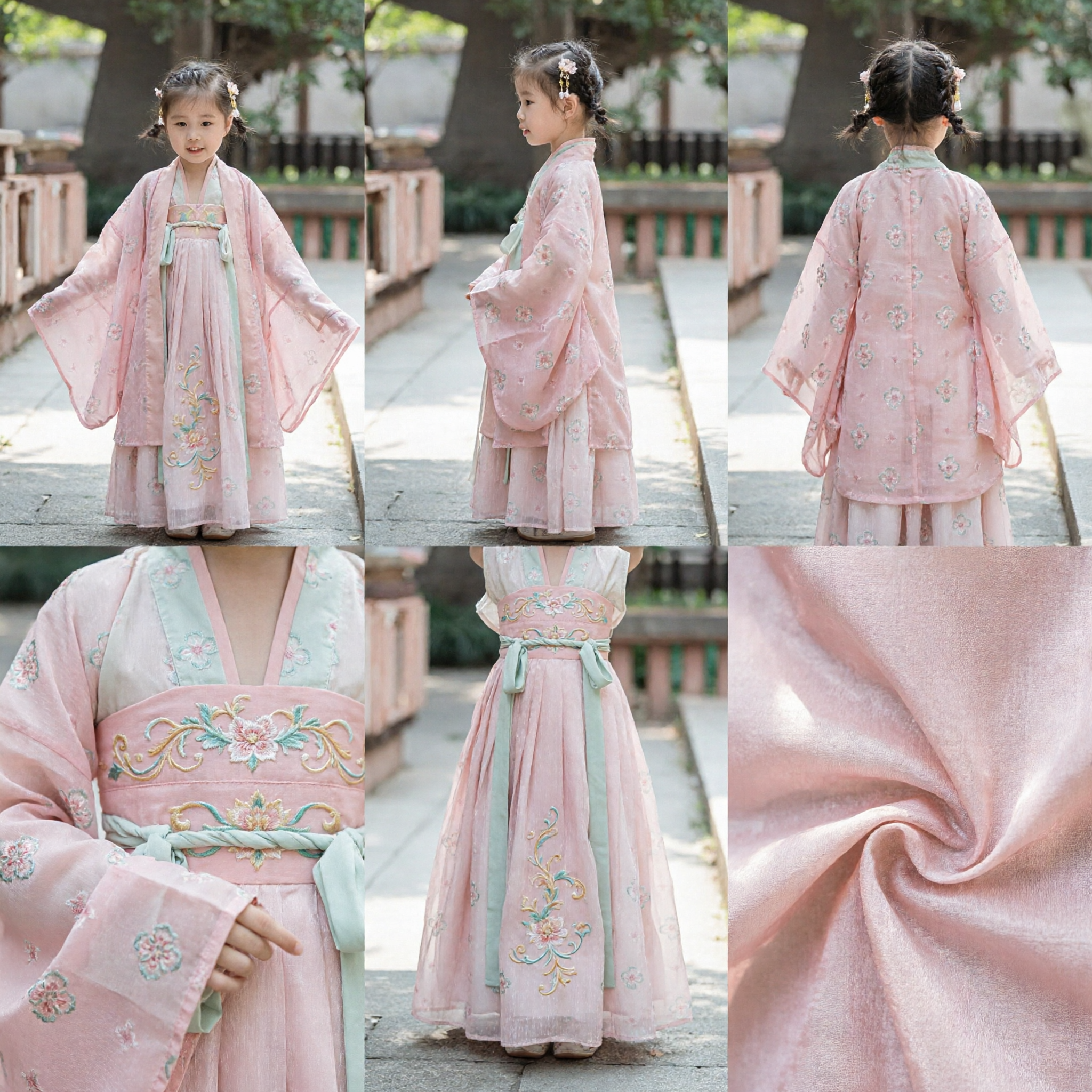 Pink Chinese Traditional Hanfu for Girls Kids Tang Dynasty Ancient Princess Dress Costume