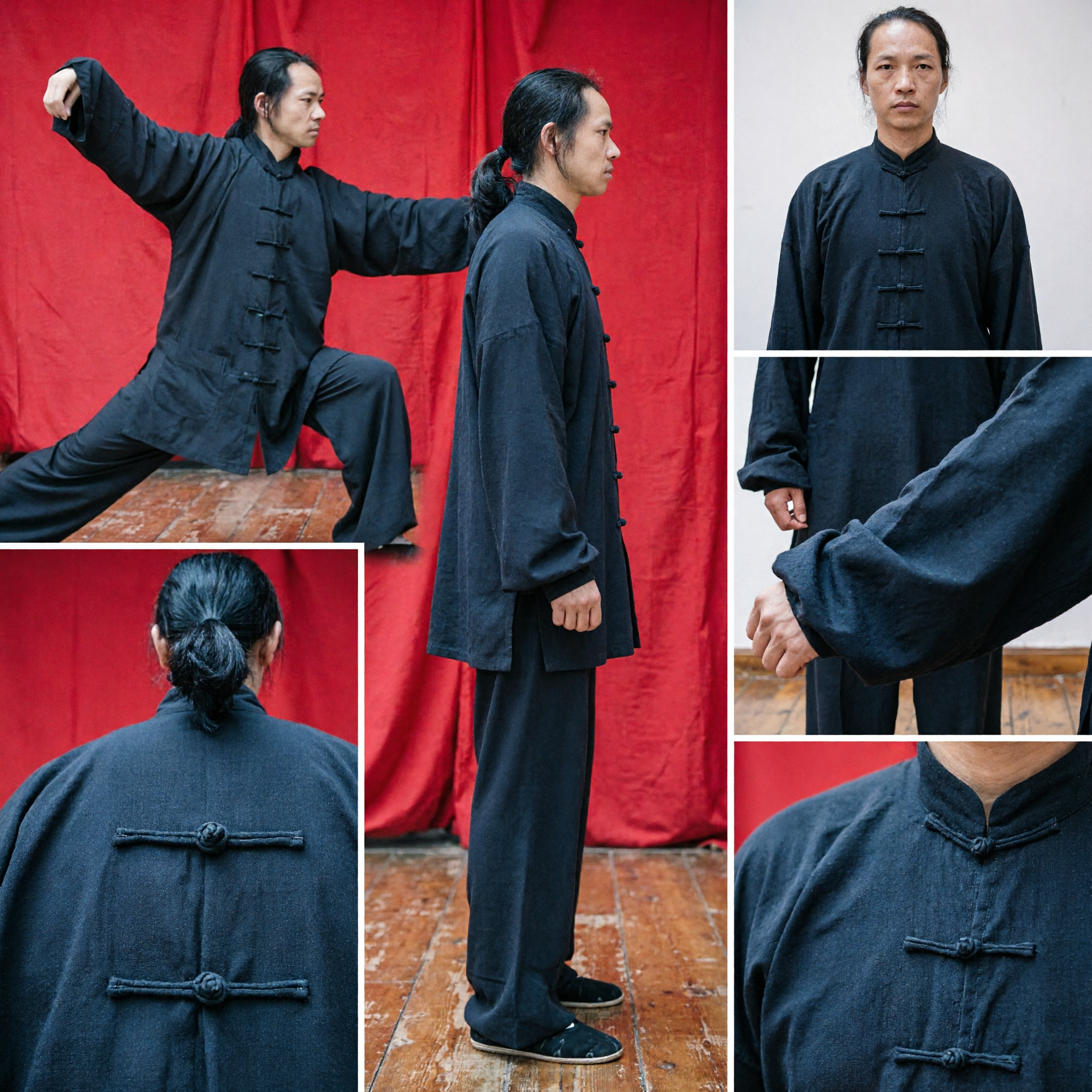 Men's Traditional Black Tai Chi Kung Fu Uniform Suit Cotton Martial Arts Tang Suit for Practice