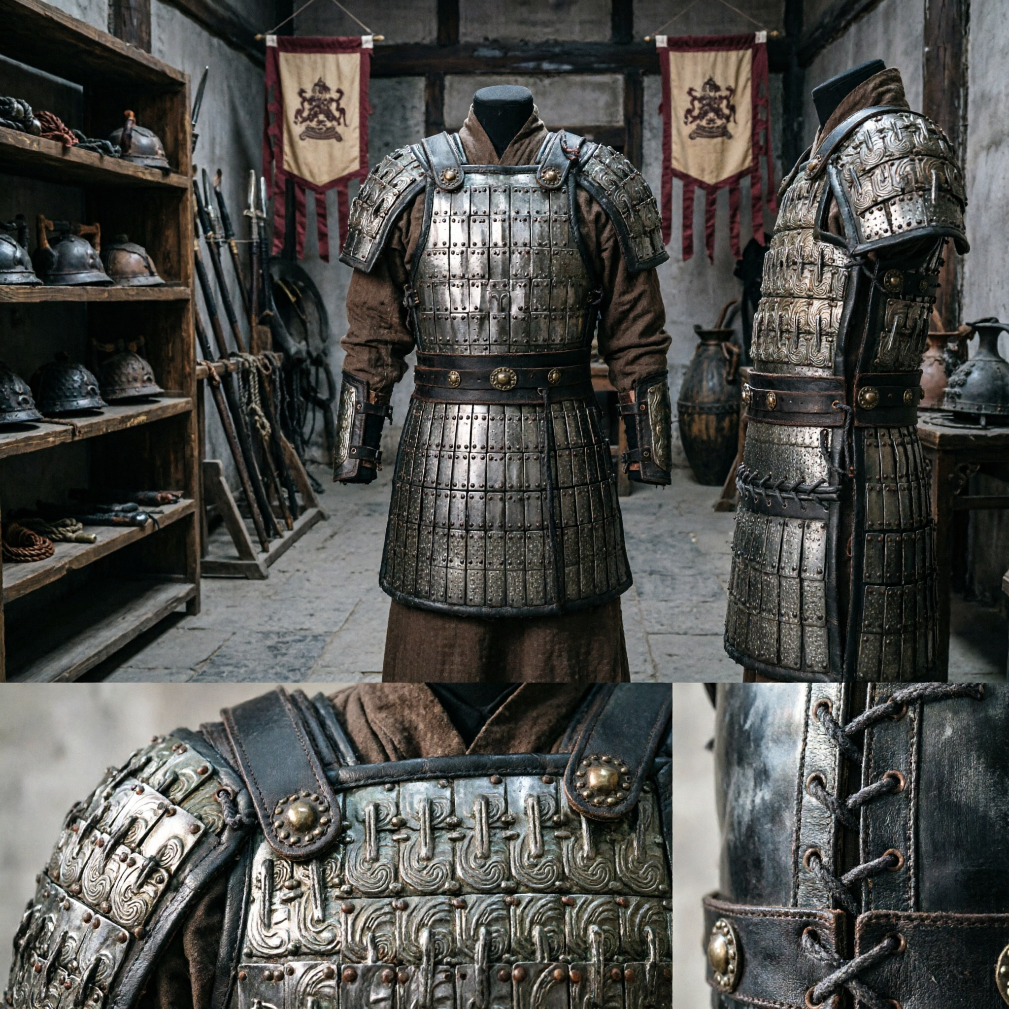 Ancient Chinese Qin Dynasty General Armor Replica Chest Plate for Cosplay Historical Reenactment and Stage Performance
