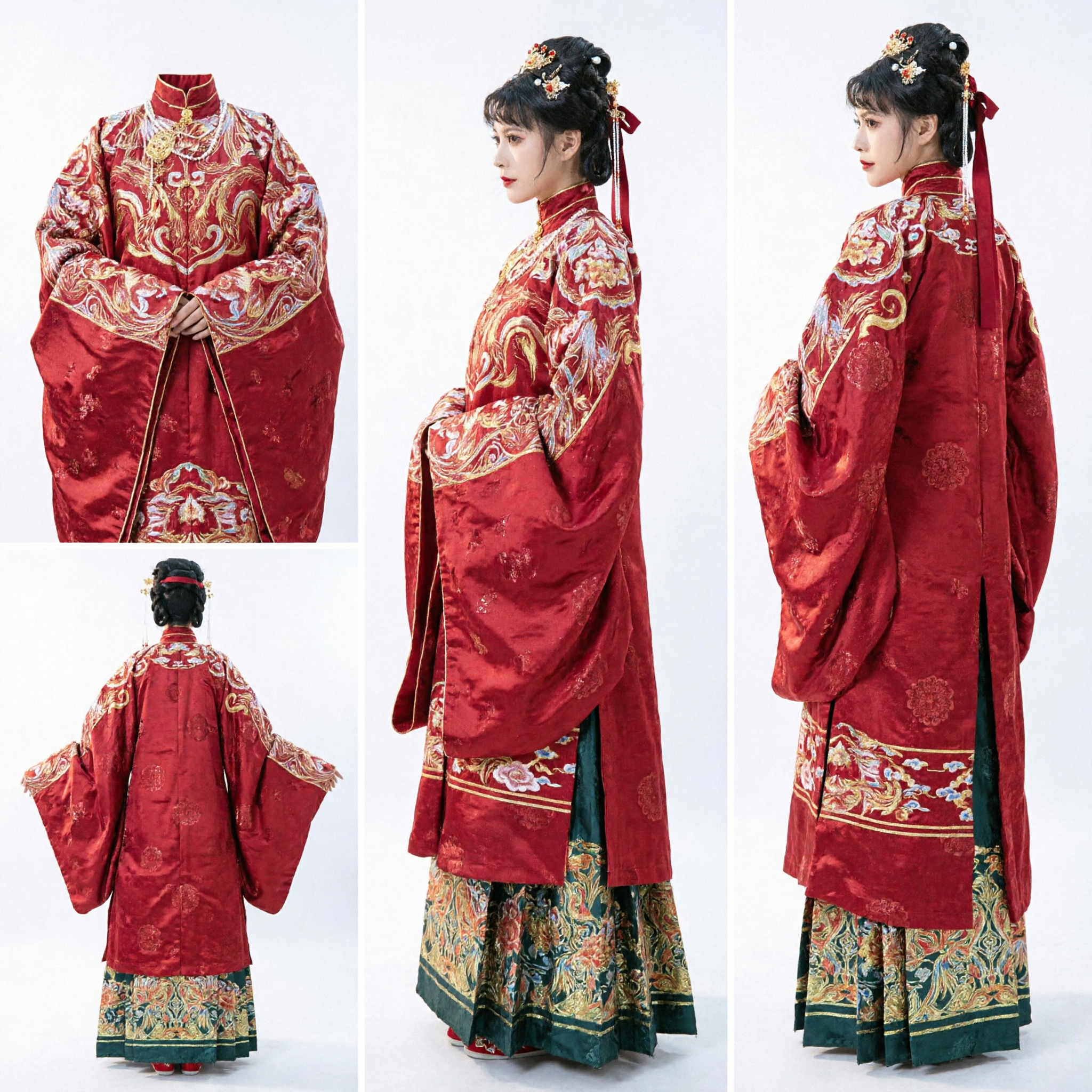 Chinese Traditional Wedding Dress Red Xiuhe Suit Ancient Bride Costume Embroidered Dragon Phoenix Gown for Women