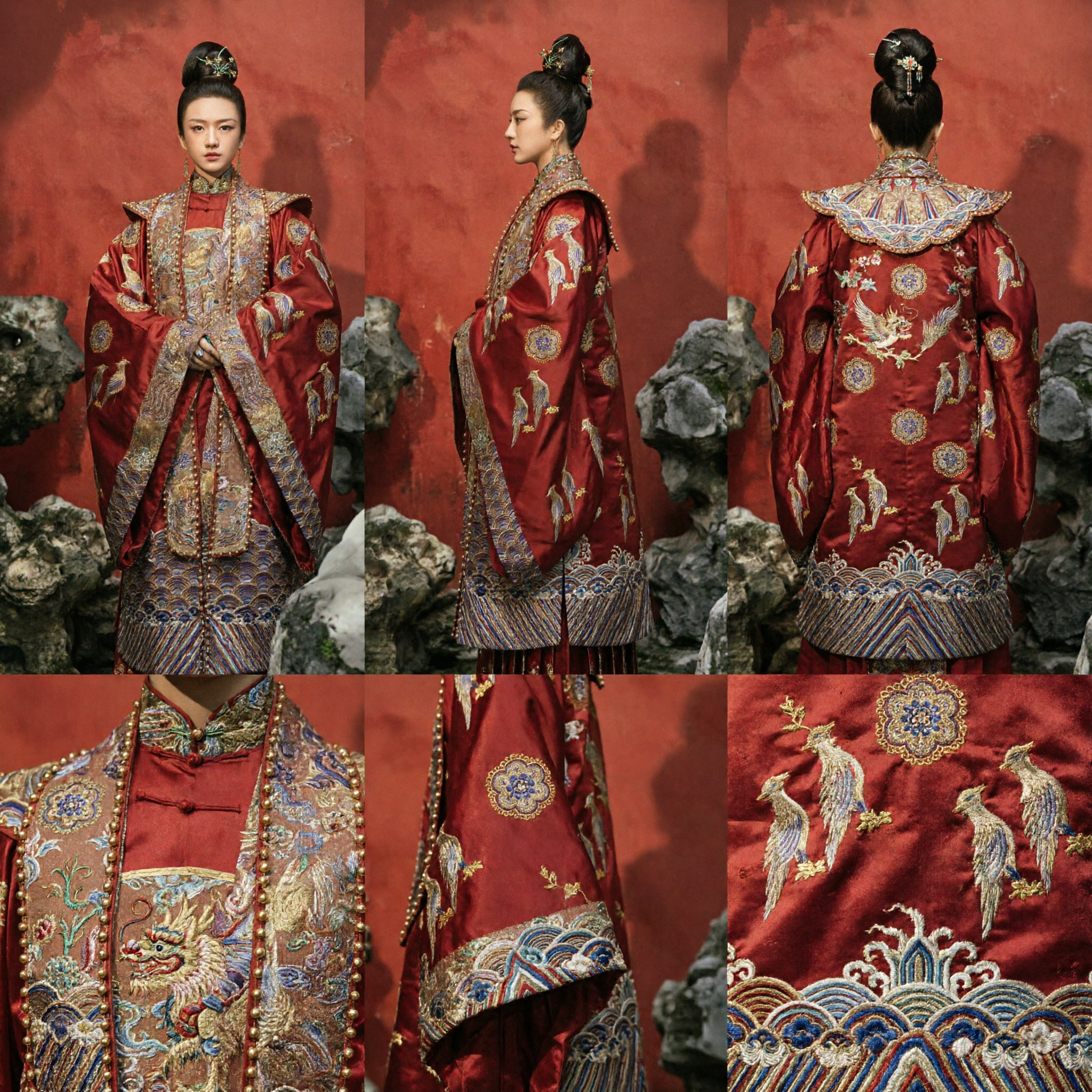 Ancient Chinese Ming Dynasty Empress Red Phoenix Robe Hanfu Costume for Women Historical Cosplay