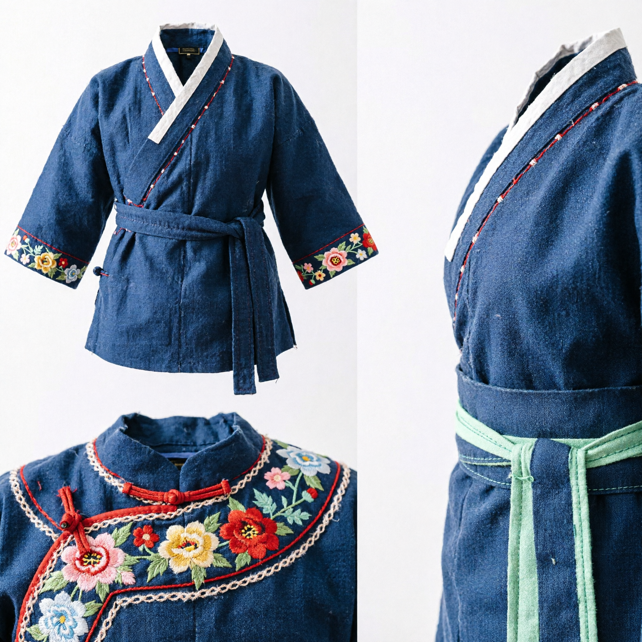 Traditional Japanese Wooden Geta Clogs Red Floral Fabric Strap Sandals for Kimono Yukata Cosplay