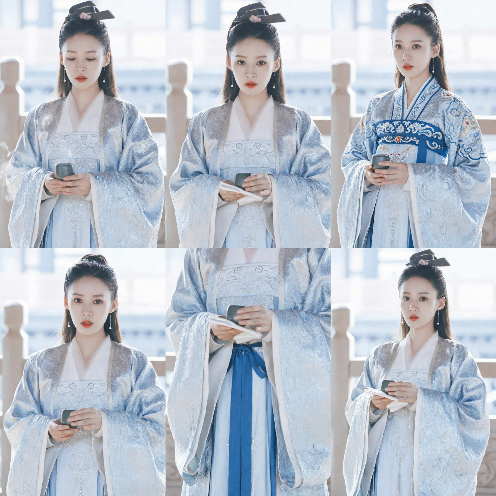 Exquisite Light Blue Song Dynasty Style Hanfu Traditional Chinese Embroidered Dress for Women Cosplay Costume