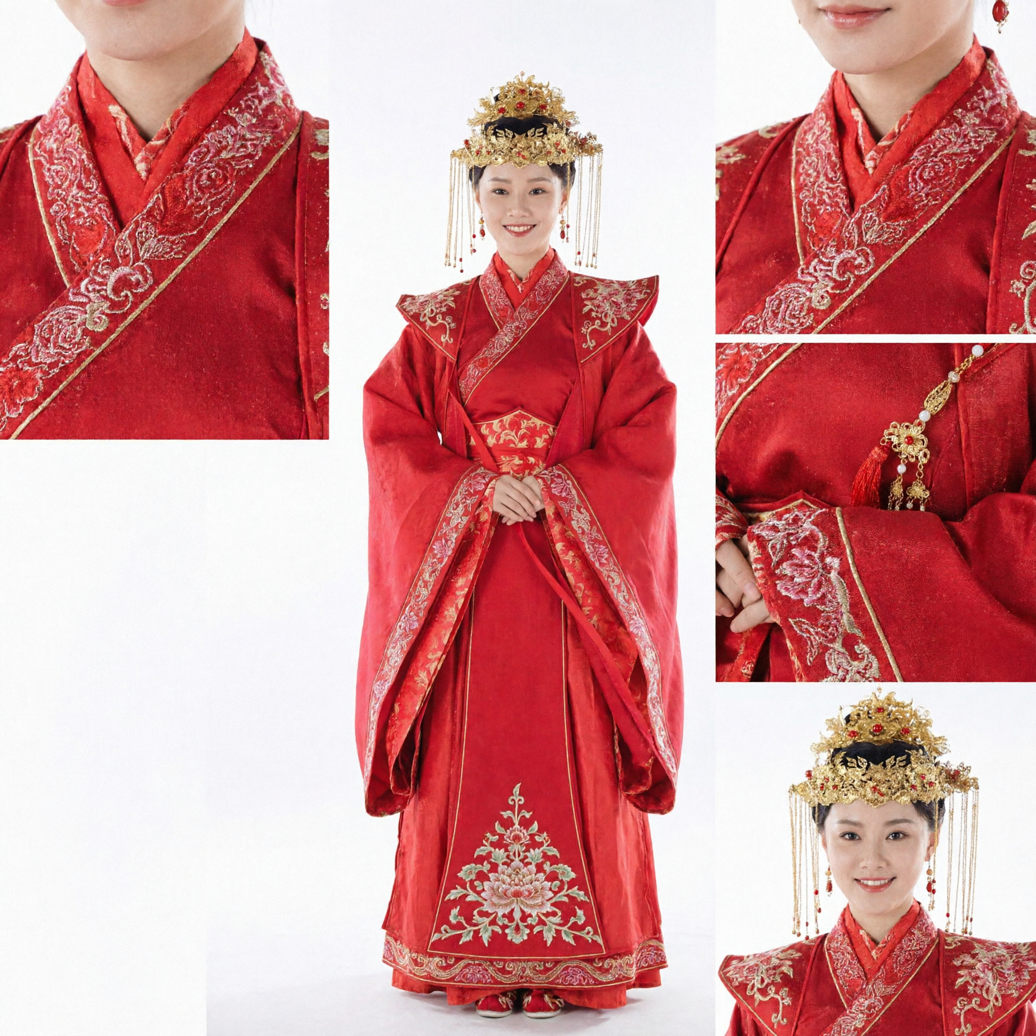 Traditional Chinese Wedding Dress Red Hanfu Bride Gown Ancient Ming Dynasty Style Costume for Women