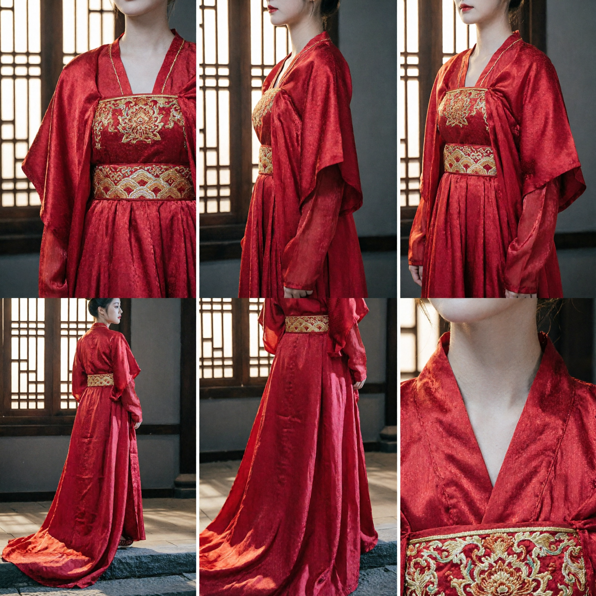 Traditional Chinese Tang Dynasty Red Hanfu Dress Ancient Embroidered Costume for Women Wedding Performance