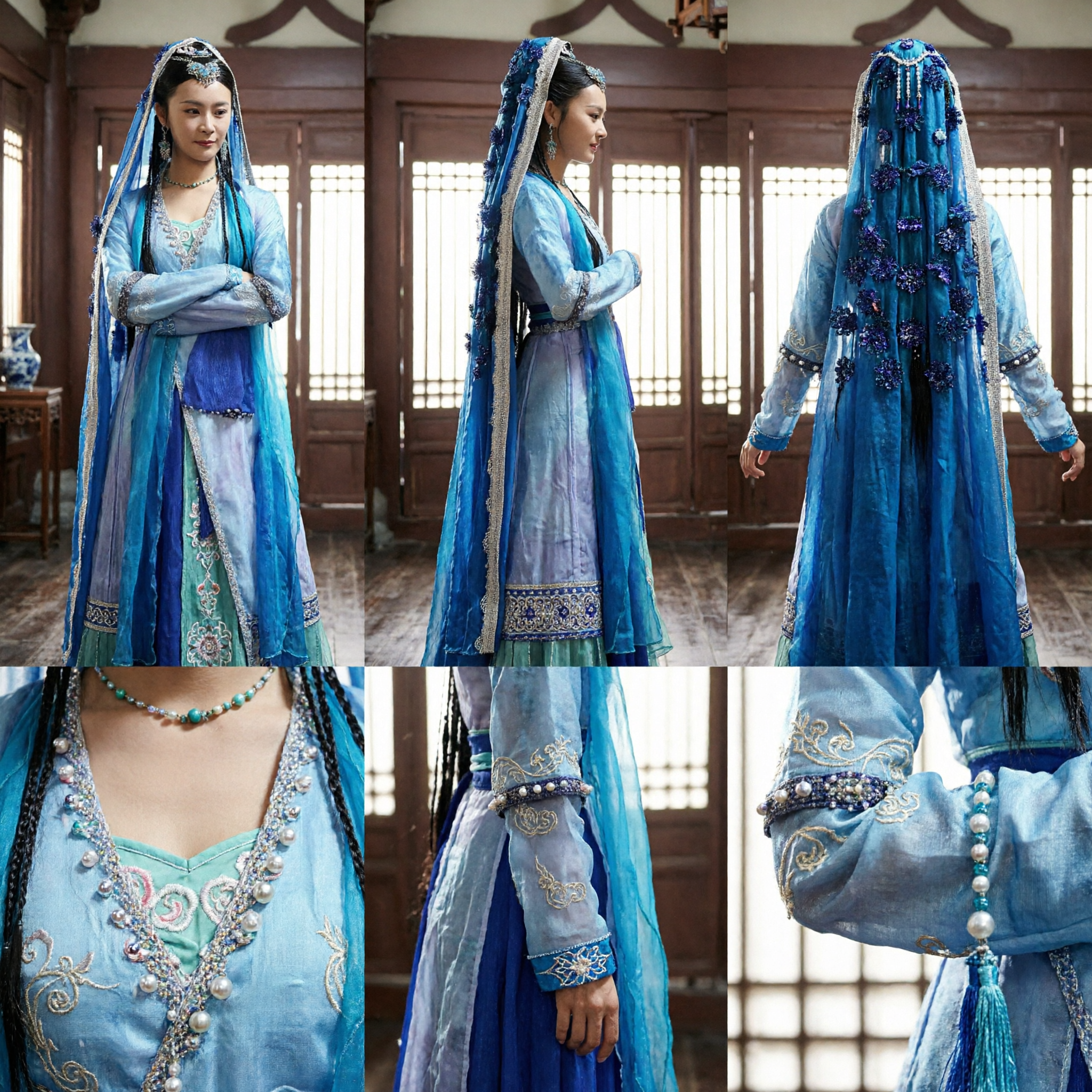 Ancient Chinese Blue Hanfu Costume for Women Traditional Princess Dress Historical Drama Cosplay Performance Outfit