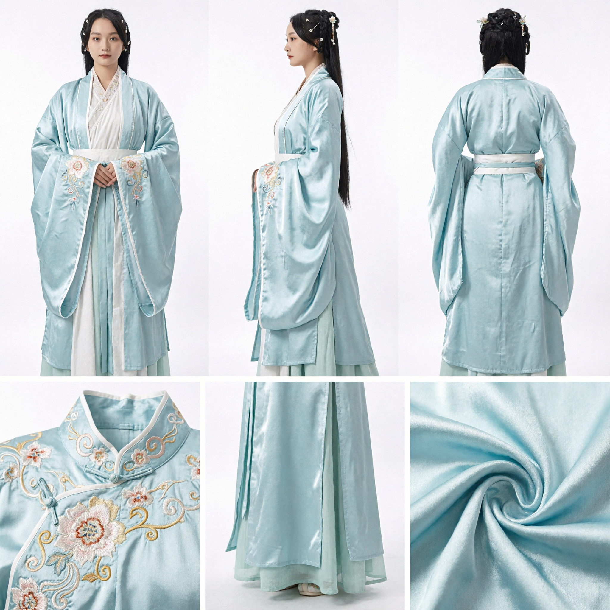 Elegant Pale Green Traditional Chinese Hanfu Ancient Fairy Costume Complete Set for Women Historical Cosplay