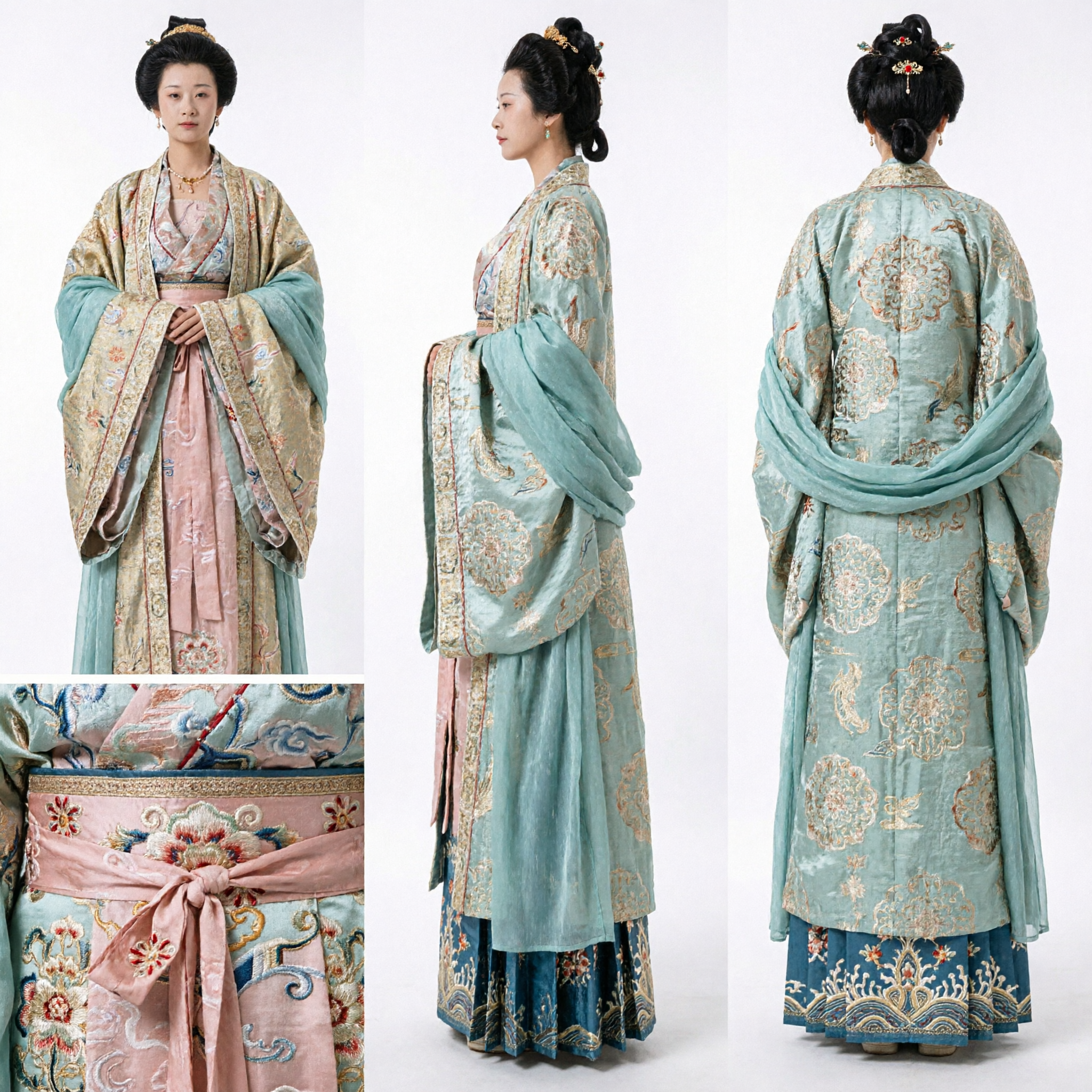 Women's Ancient Chinese Tang Dynasty Palace Lady Hanfu Costume Traditional Historical Drama Dress Complete Set