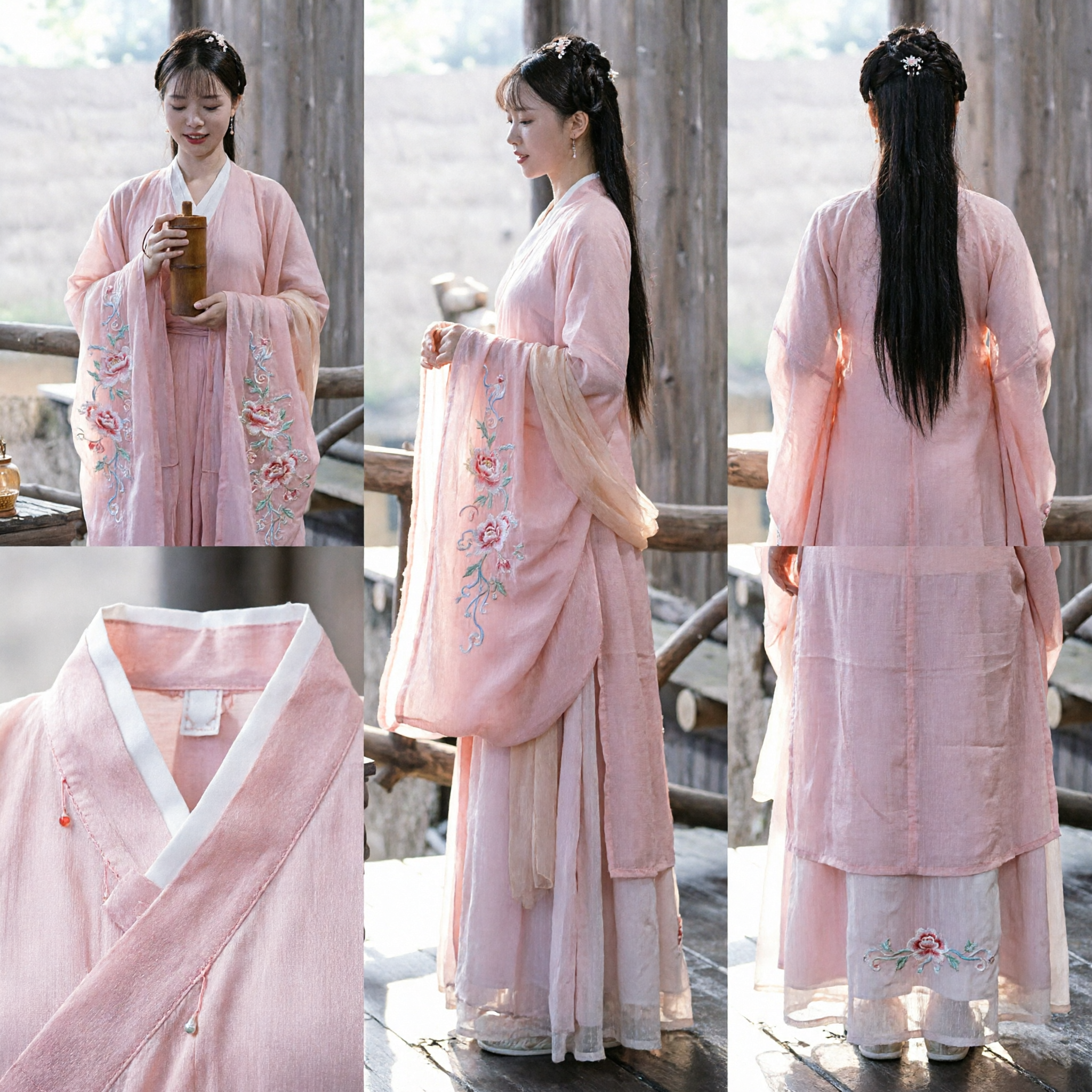 Ancient Chinese Pink Hanfu Traditional Costume Gradient Fairy Dress for Women Cosplay Performance