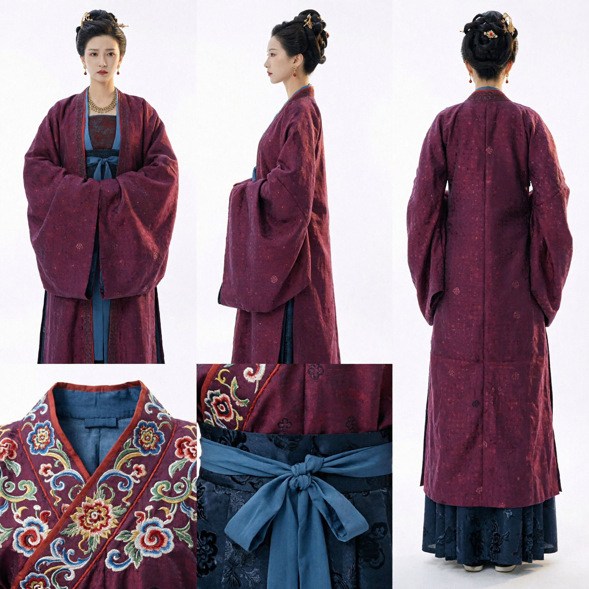 Traditional Chinese Song Dynasty Hanfu Red Robe Ancient Noble Lady Costume for Women