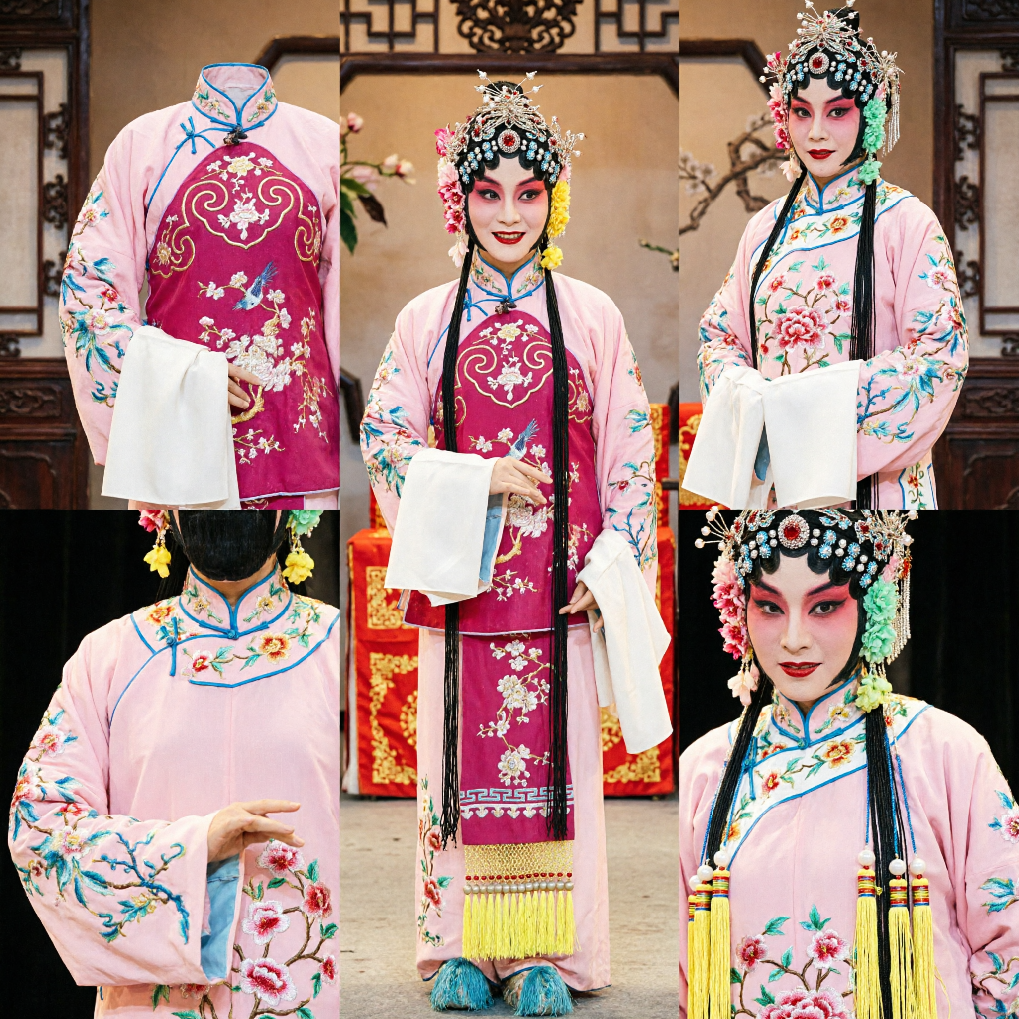 Traditional Chinese Opera Costume Pink Embroidered Peking Opera Female Dan Role Stage Performance Outfit for Women