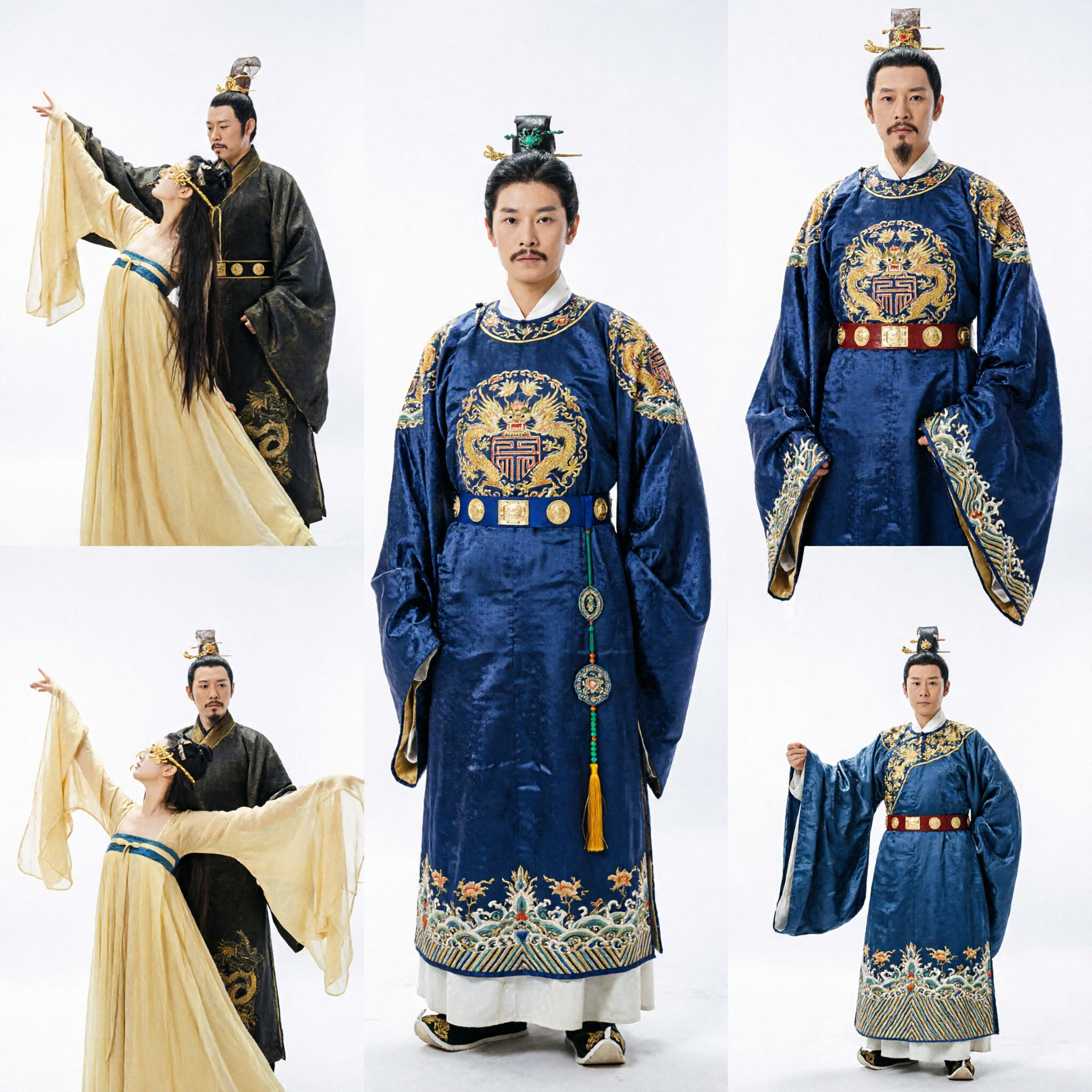 Traditional Chinese Emperor and Palace Lady Hanfu Costume Set for Historical Drama and Stage Dance Performance