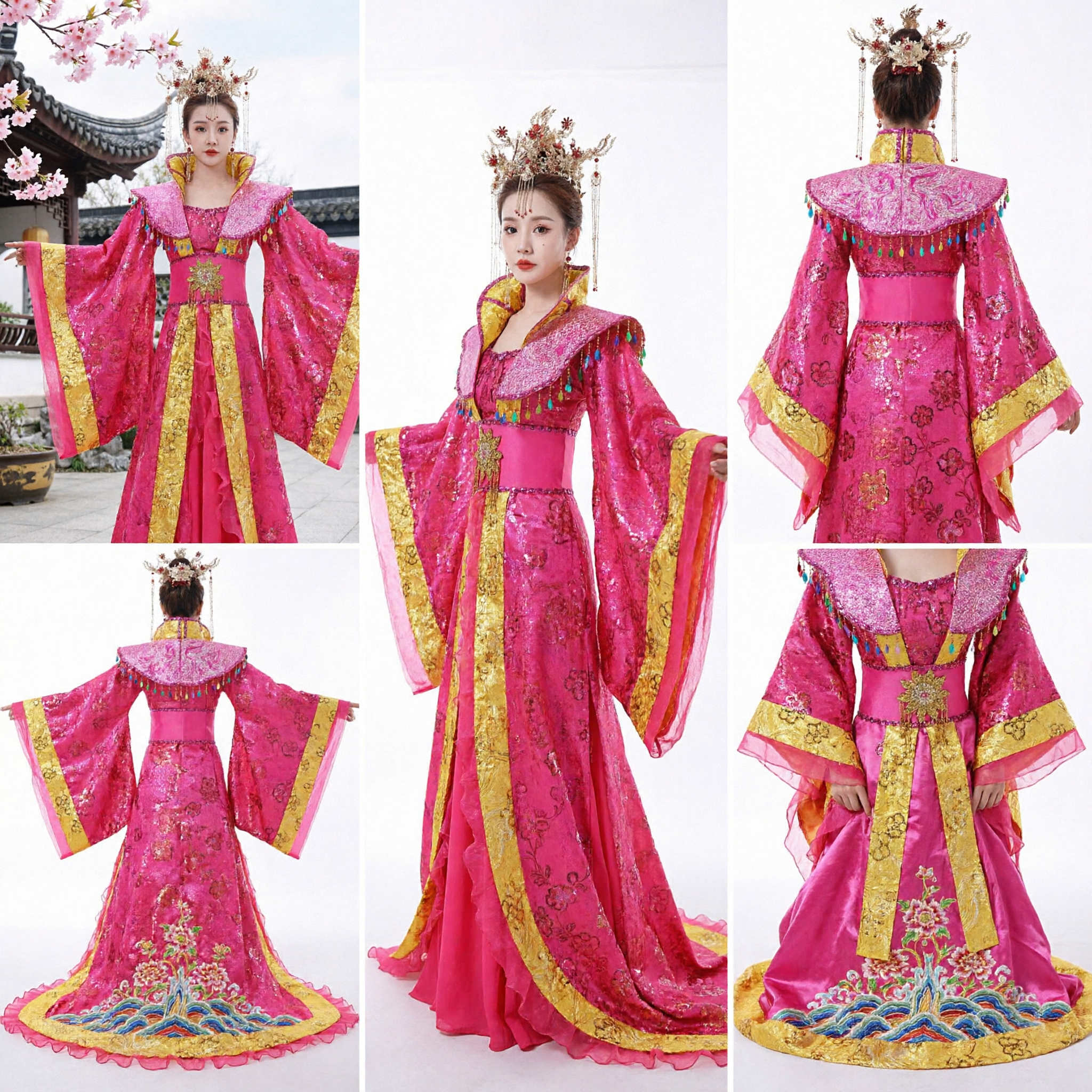 Chinese Ancient Princess Costume Pink Tang Dynasty Hanfu Dress Traditional Imperial Concubine Clothing for Women Stage Performance