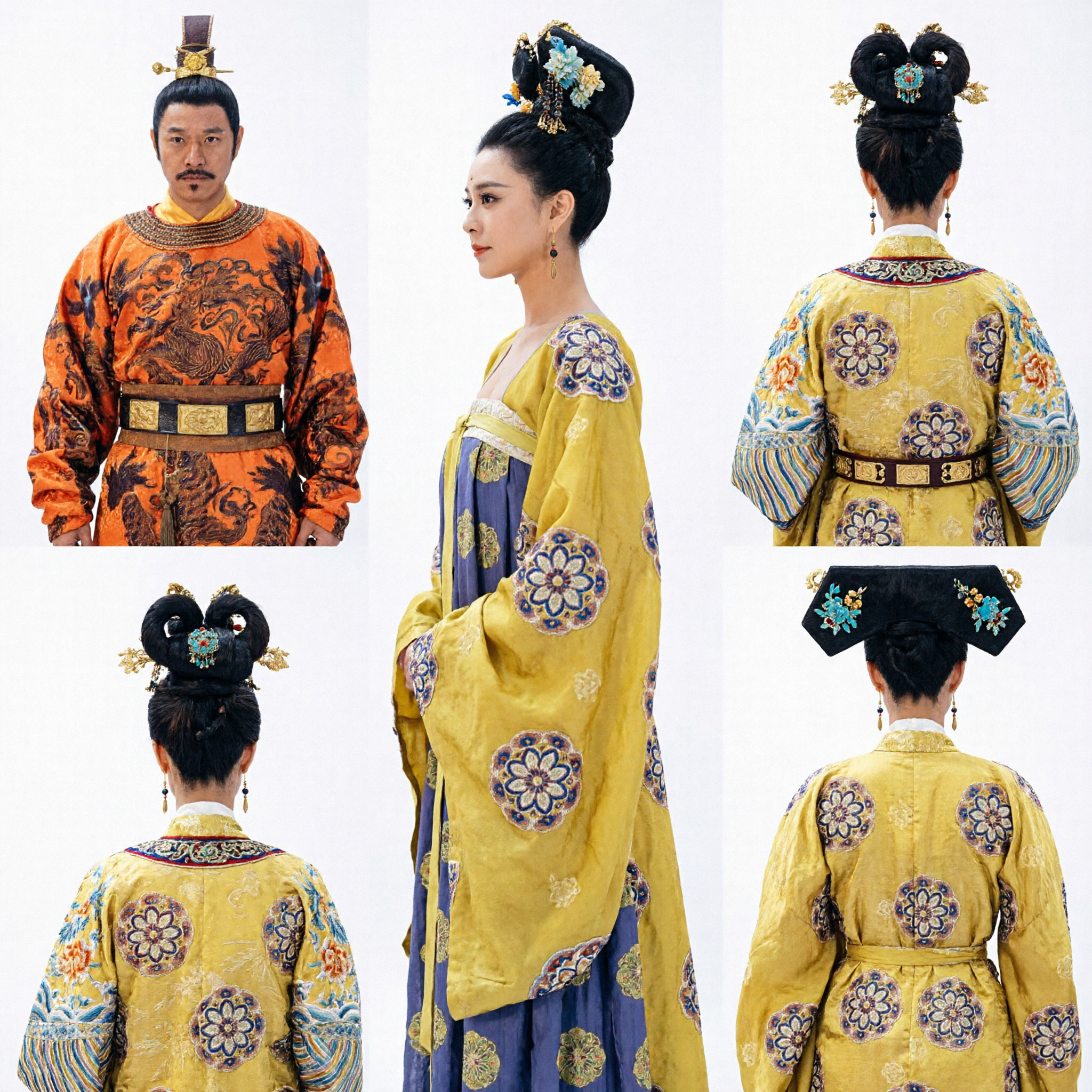 Traditional Chinese Tang Dynasty Emperor and Empress Couple Costume Set for Historical Cosplay and Stage Performance