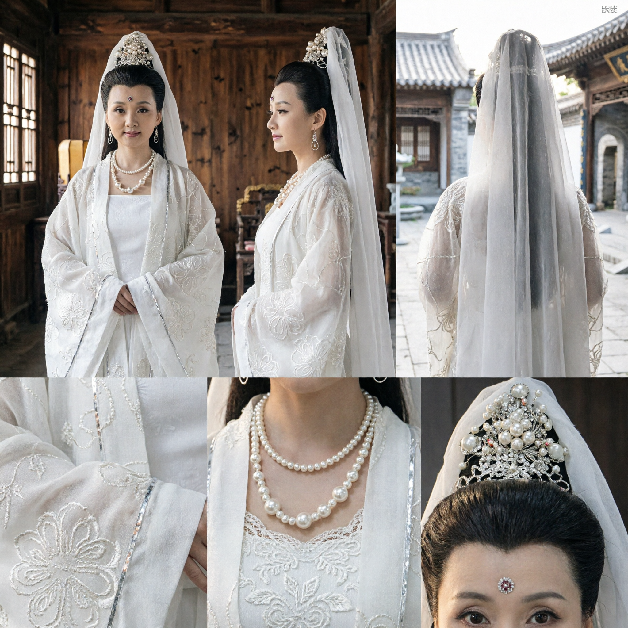 Traditional Chinese Ancient Guanyin Goddess Costume White Hanfu Fairy Dress for Women Cosplay Performance Complete Set