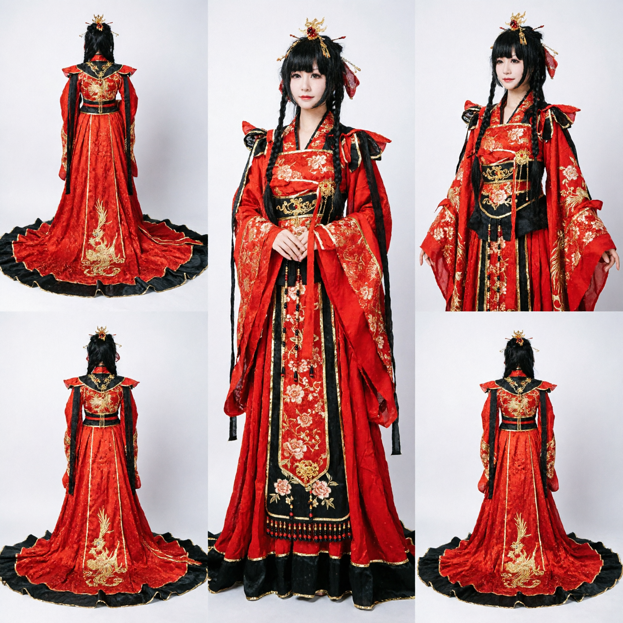 Exquisite Red Traditional Chinese Wedding Dress Hanfu Ancient Costume Gold Embroidery Gown for Women Cosplay