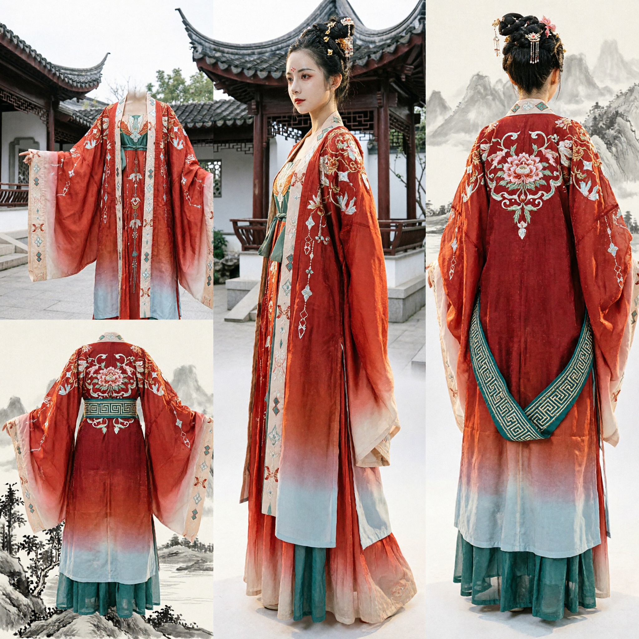 Traditional Chinese Hanfu Red Tang Dynasty Palace Style Embroidered Ancient Costume Dress for Women Wedding Cosplay