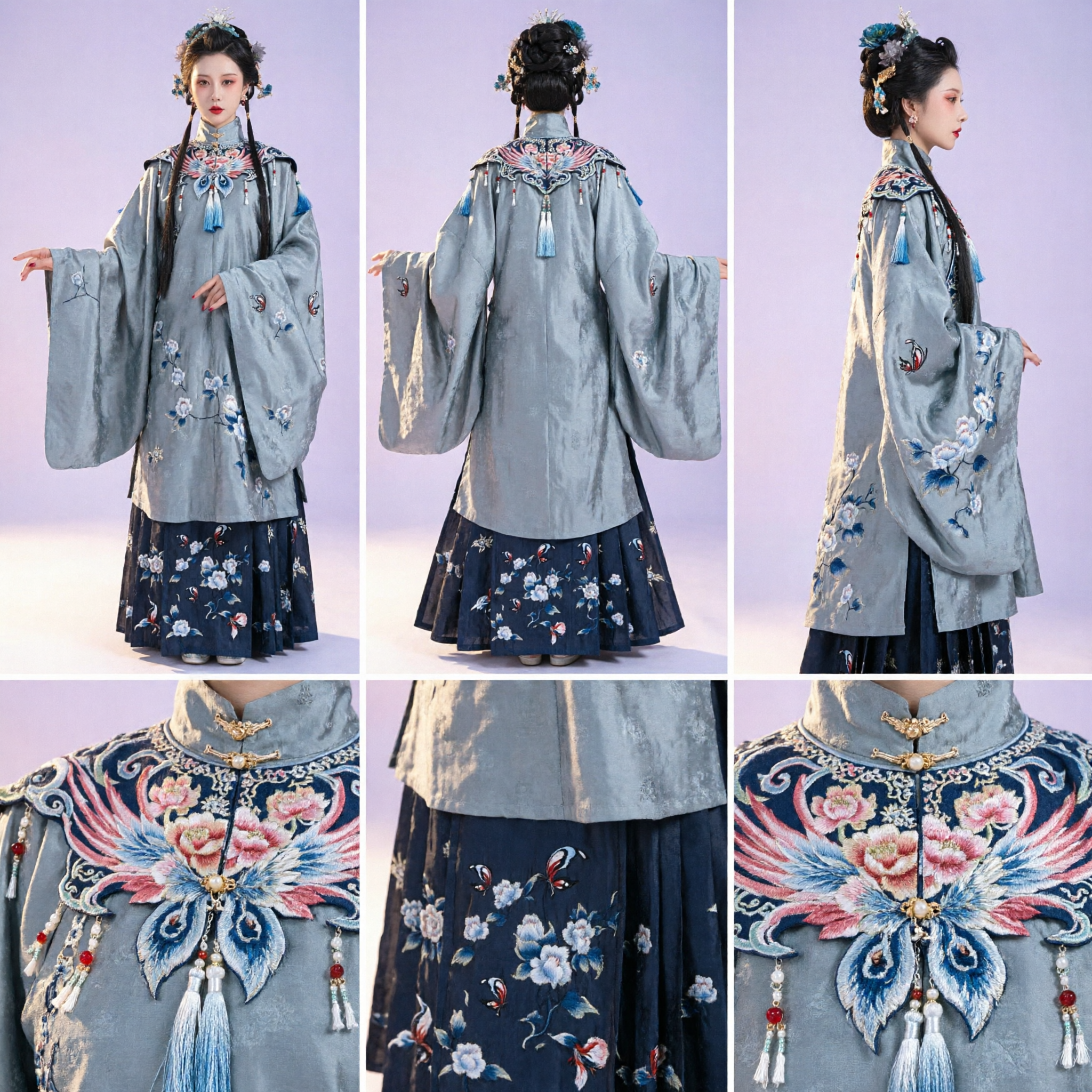 Elegant Chinese Traditional Ming Dynasty Hanfu Costume Ancient Noble Lady Embroidered Jacket and Skirt Set for Women