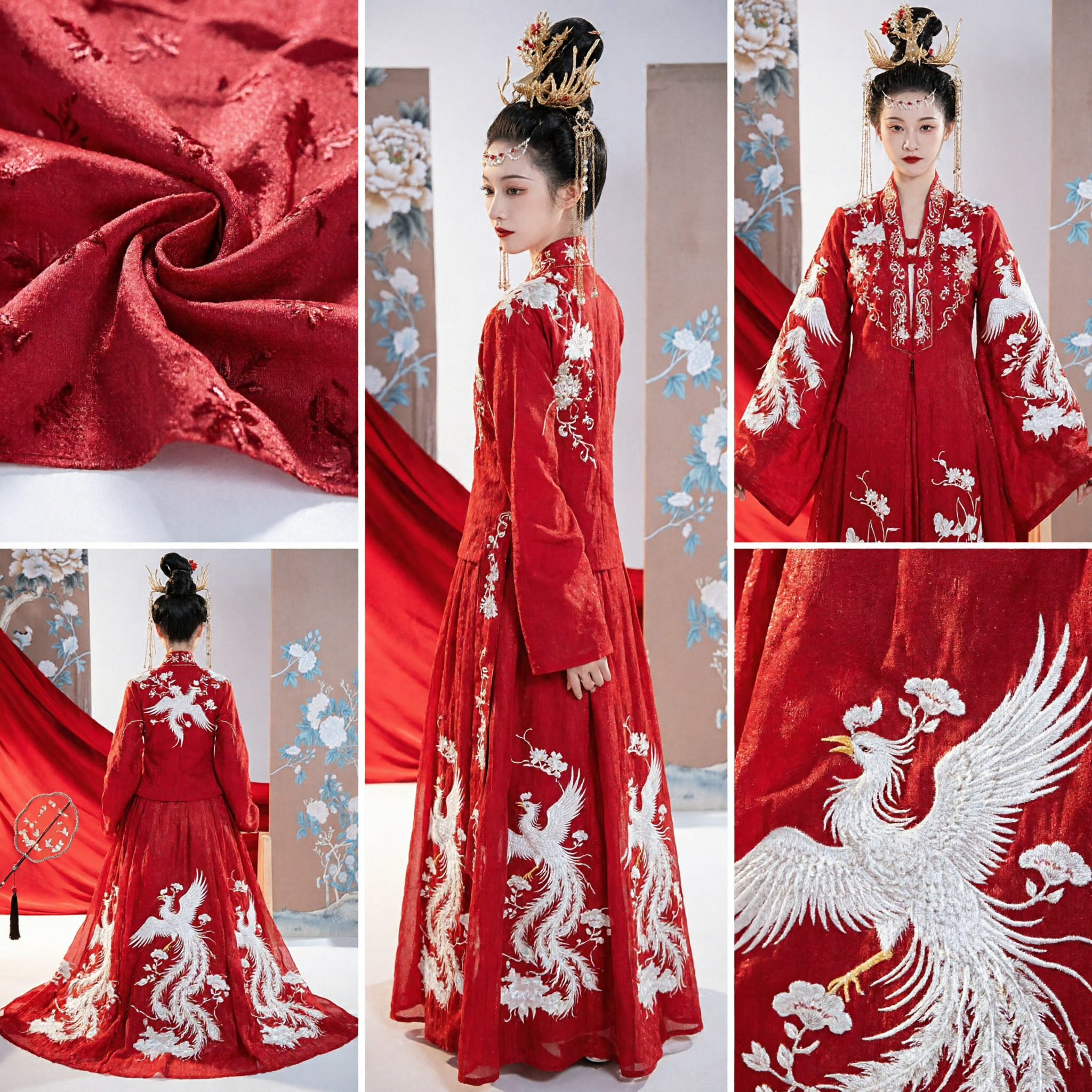 Traditional Chinese Wedding Dress Red Hanfu Bride Costume Ancient Phoenix Embroidery Gown for Women
