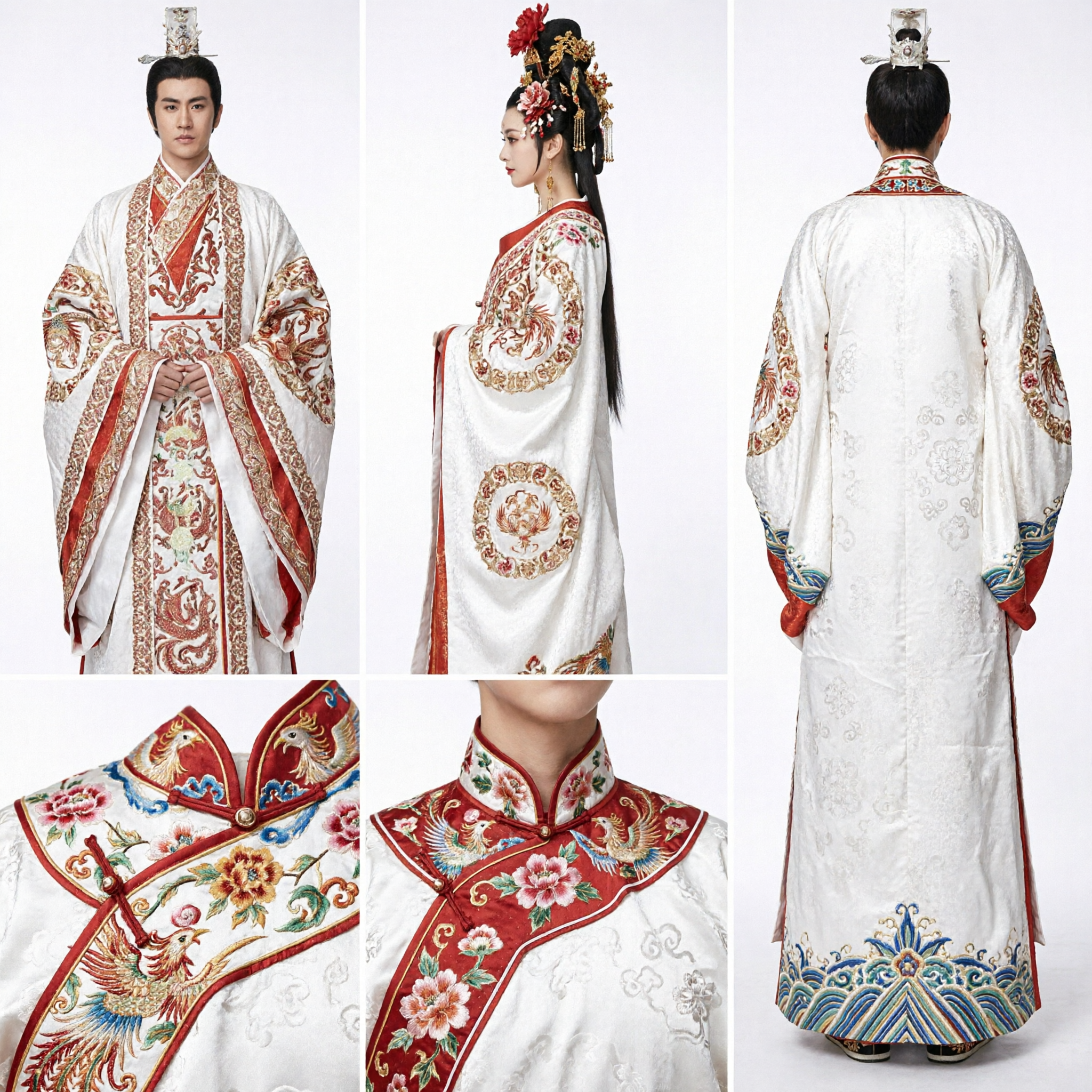 Traditional Chinese Imperial Wedding Hanfu Costume Set for Emperor and Empress Couple Cosplay Photography