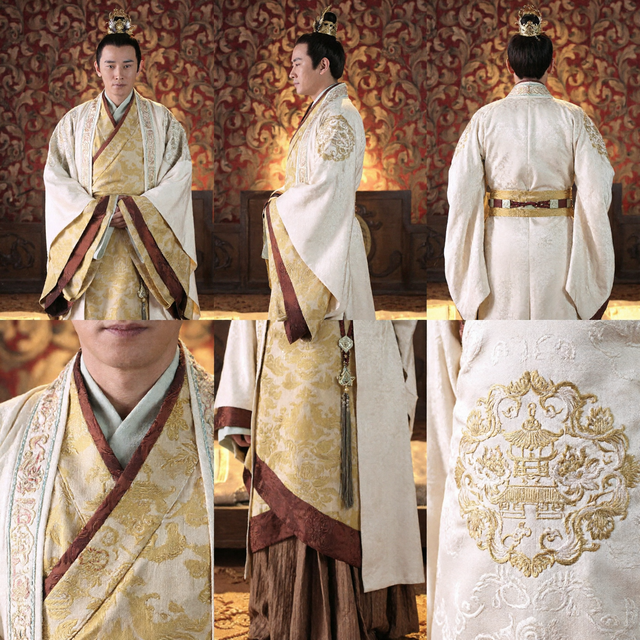 Traditional Chinese Hanfu Men's Ancient Costume Yellow Noble Robe for Cosplay and Drama Performance