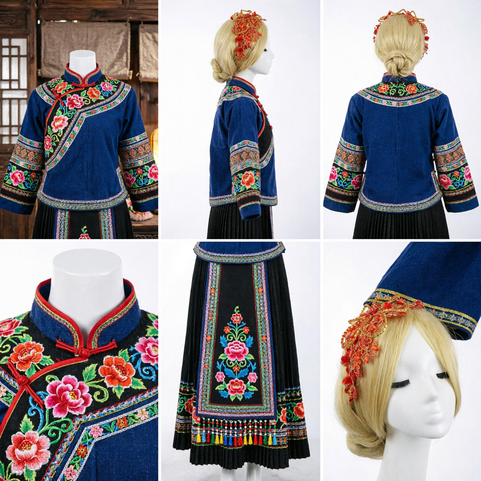 Exquisite Traditional Chinese Red Gold Phoenix Hairpin Headpiece for Wedding Bride Hanfu Costume Accessory