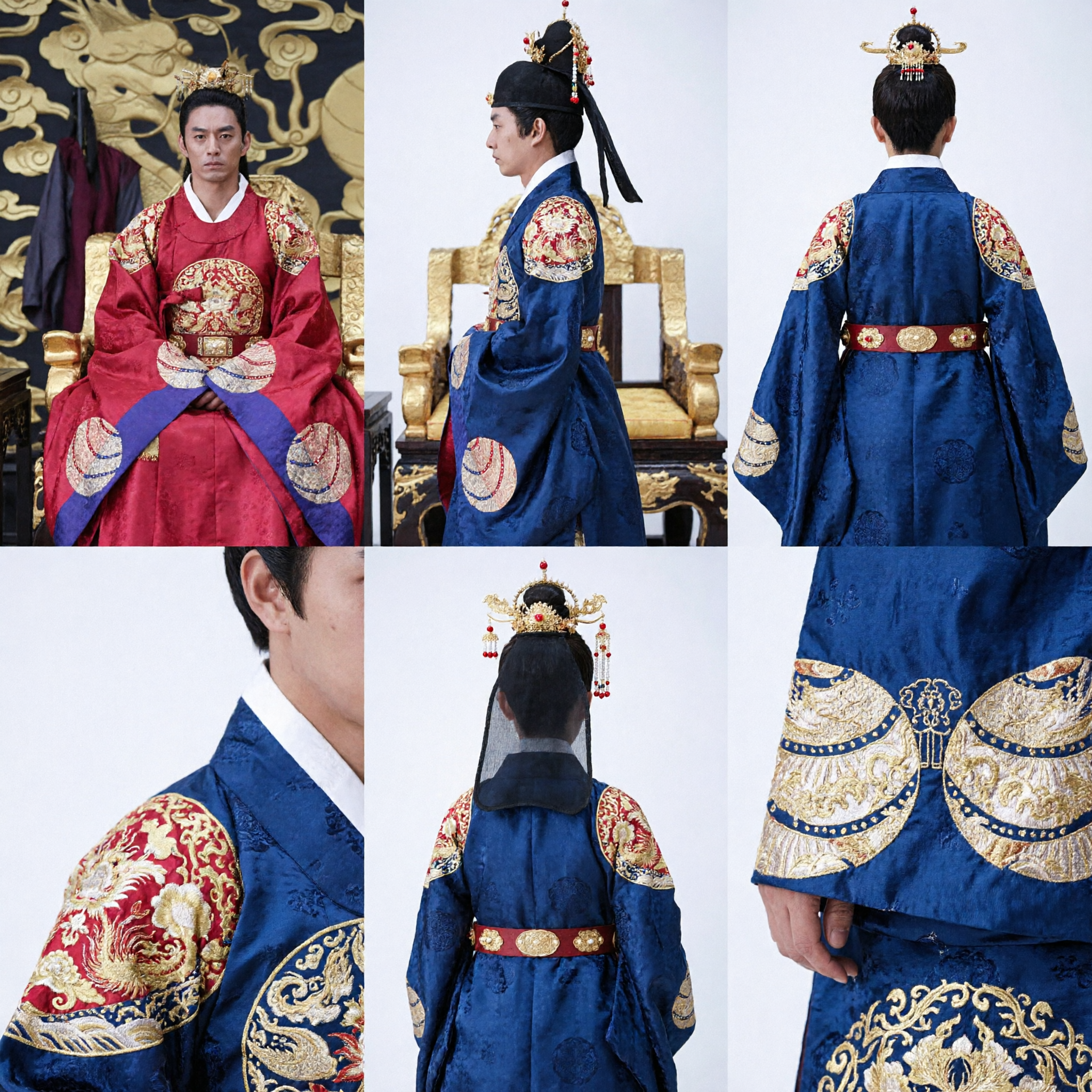 Traditional Korean Royal King and Queen Hanbok Costume Set for Couples Historical Cosplay Wedding