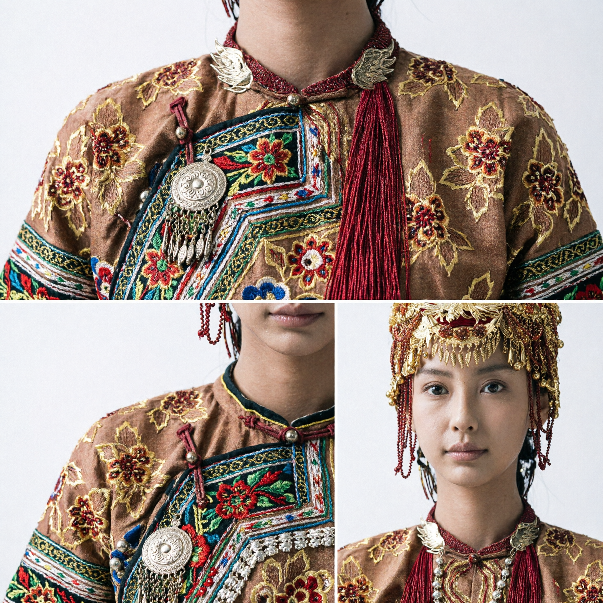 Traditional Chinese Bridal Crown Gold Plated Red Beaded Tassel Headdress for Ancient Wedding Hanfu Costume