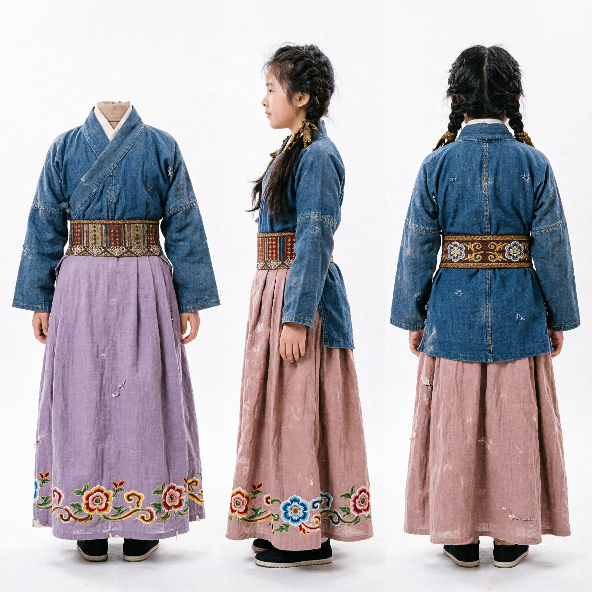 Ancient Chinese Commoner Girl Costume Traditional Hanfu Historical Drama Servant Outfit for Kids