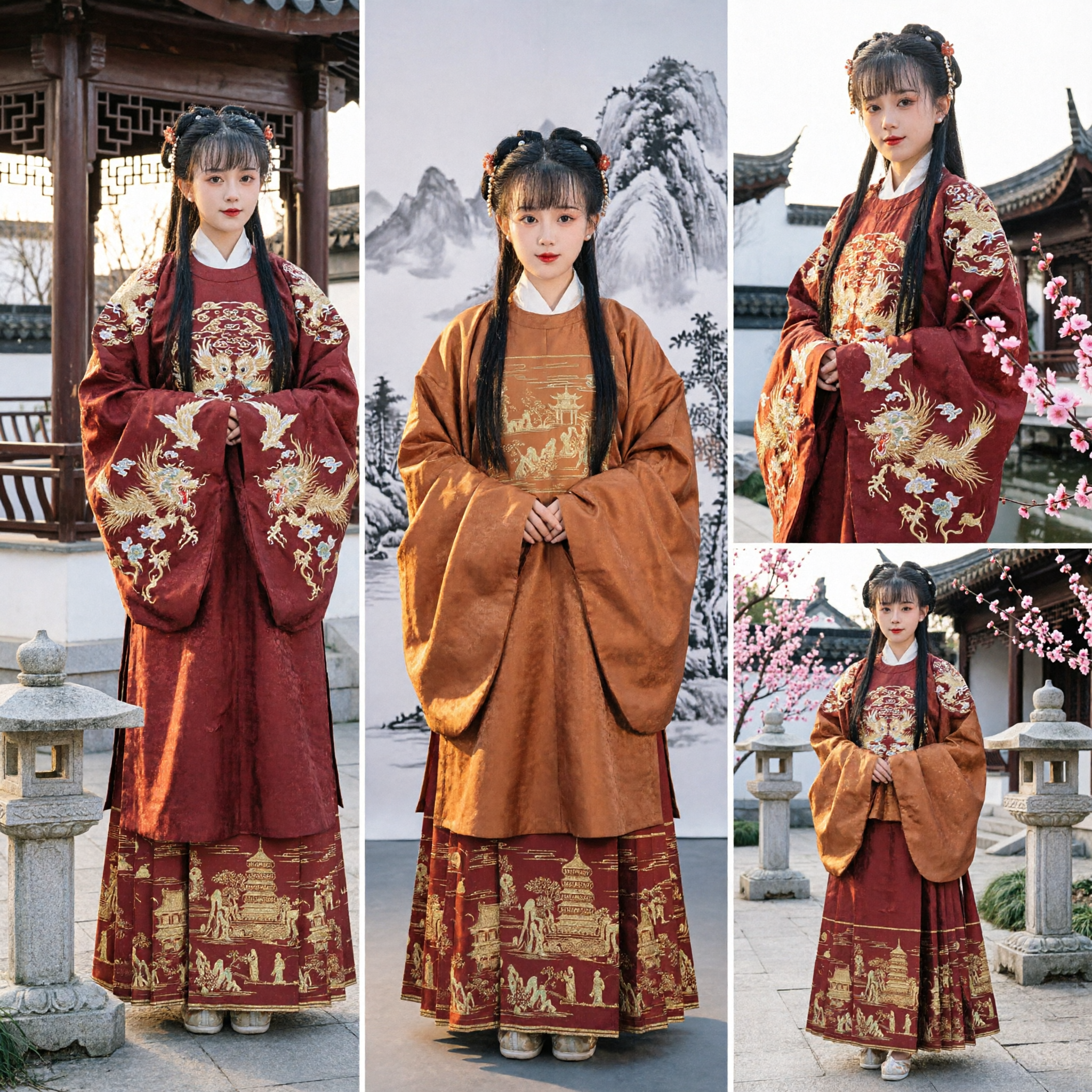 Traditional Chinese Hanfu Costume for Girls Ming Dynasty Style Embroidered Robe and Skirt Set for Kids