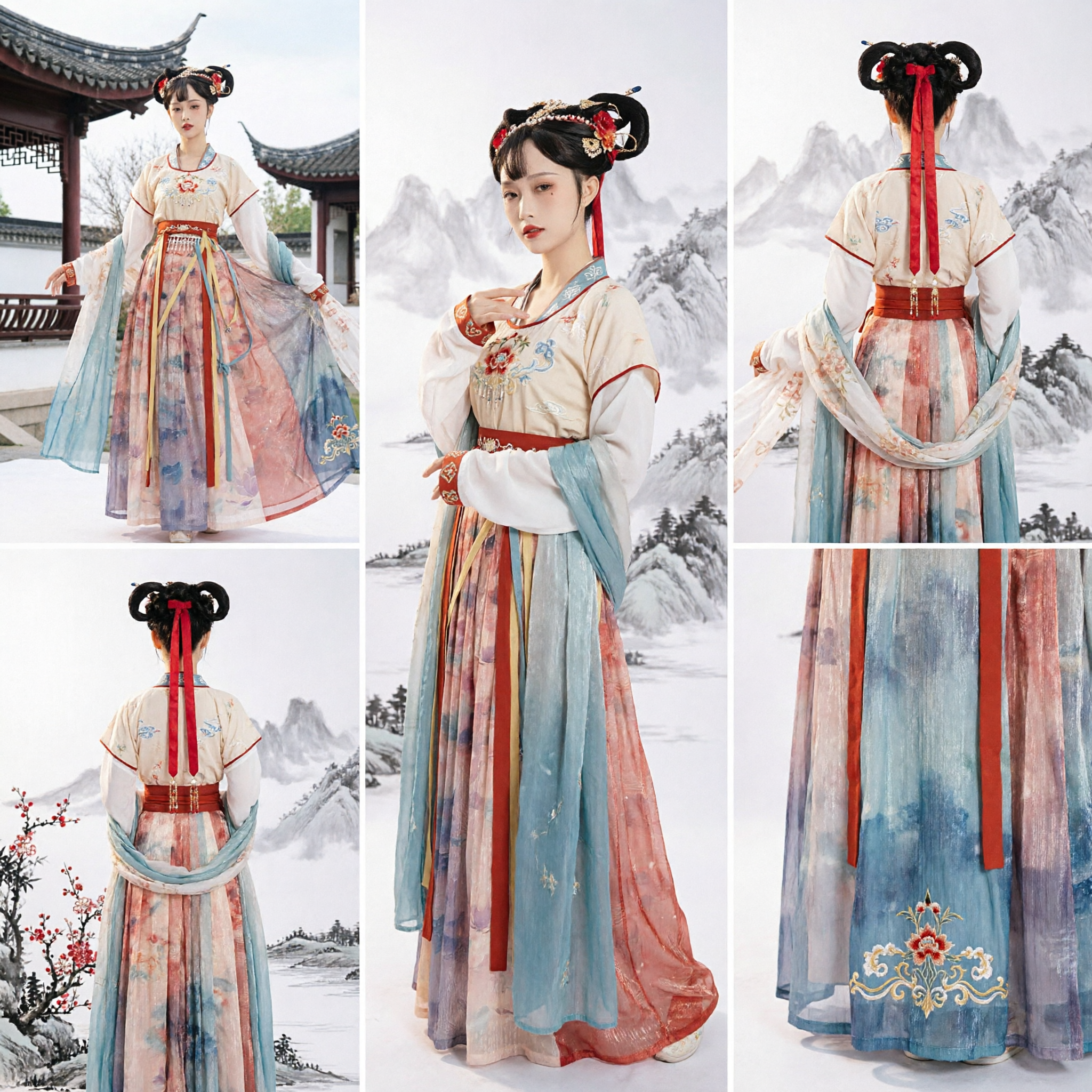 Women's Traditional Chinese Hanfu Tang Dynasty Style Ancient Fairy Costume for Performance and Photography