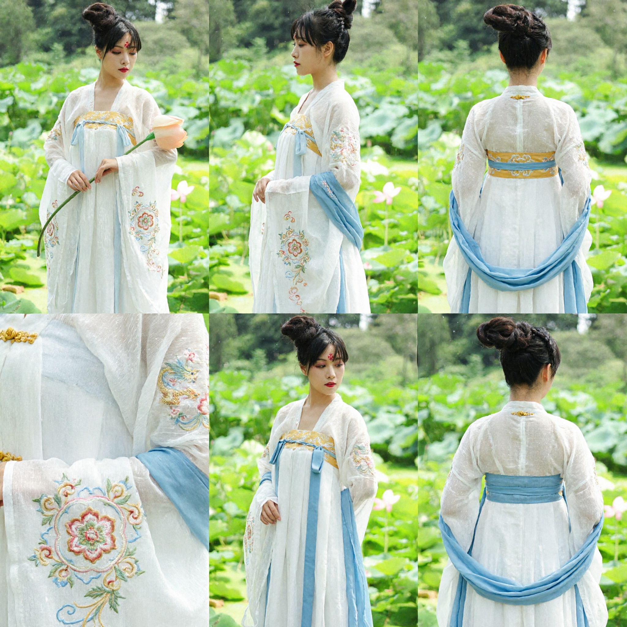 Elegant White Traditional Chinese Hanfu Dress for Women Tang Dynasty Ruqun Fairy Costume for Cosplay Photography