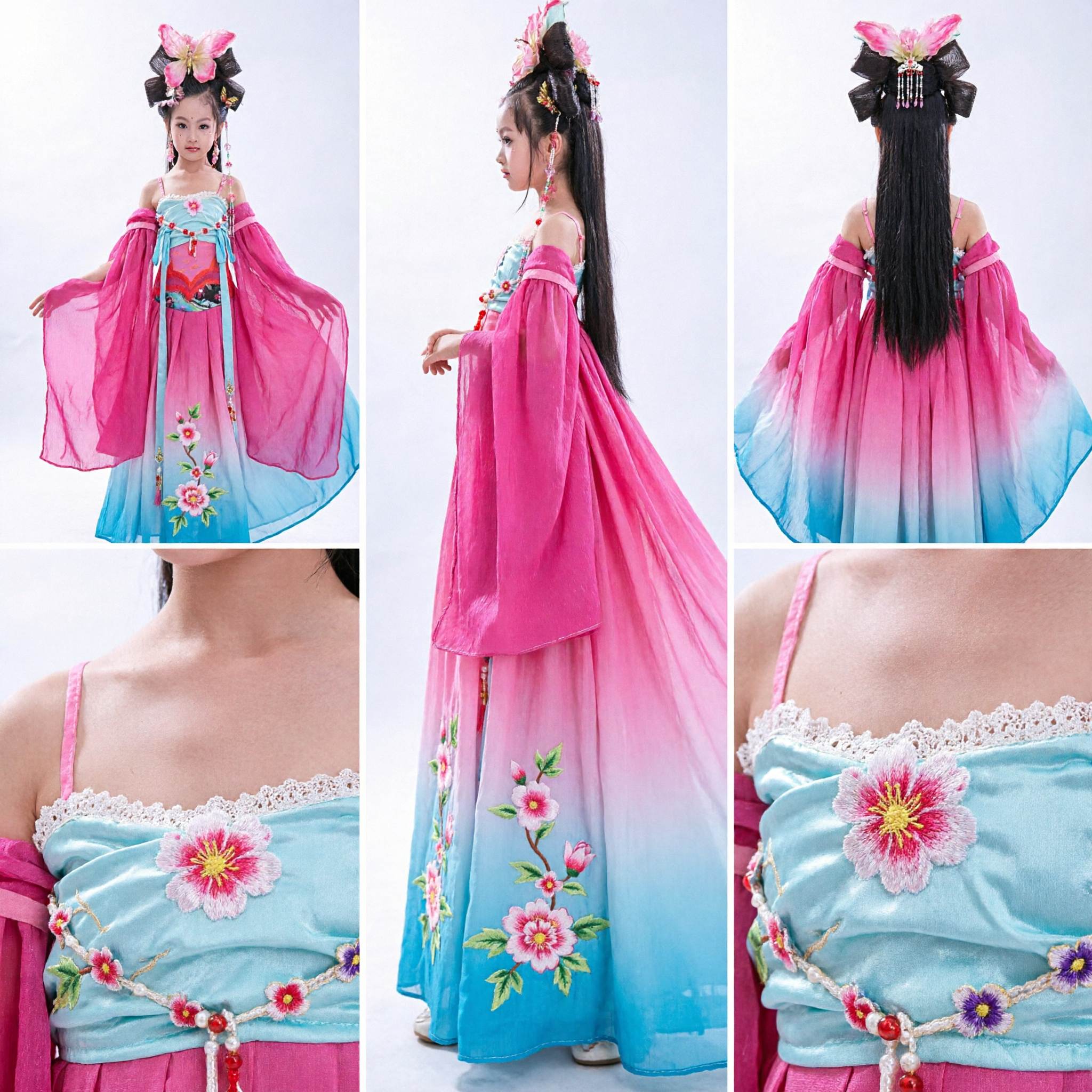 Kids Chinese Ancient Princess Costume Girls Traditional Hanfu Dance Dress for Performance and Festivals