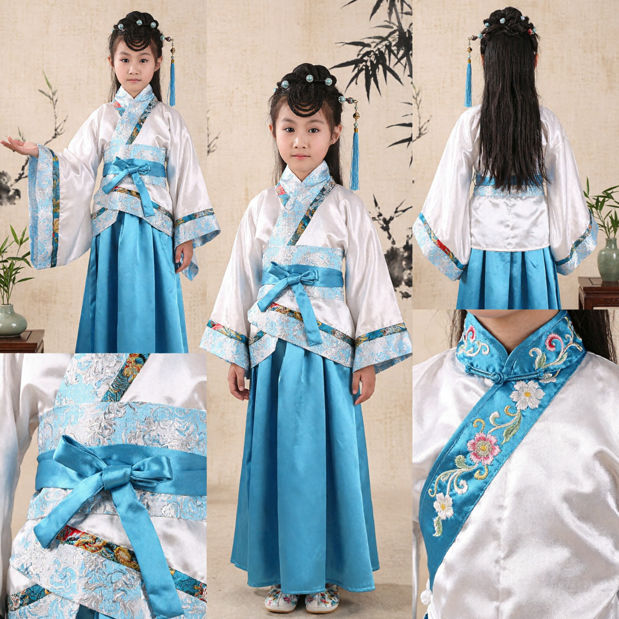 Traditional Chinese Hanfu Costume for Girls Kids Ancient Princess Dress Up Outfit for Performance Party