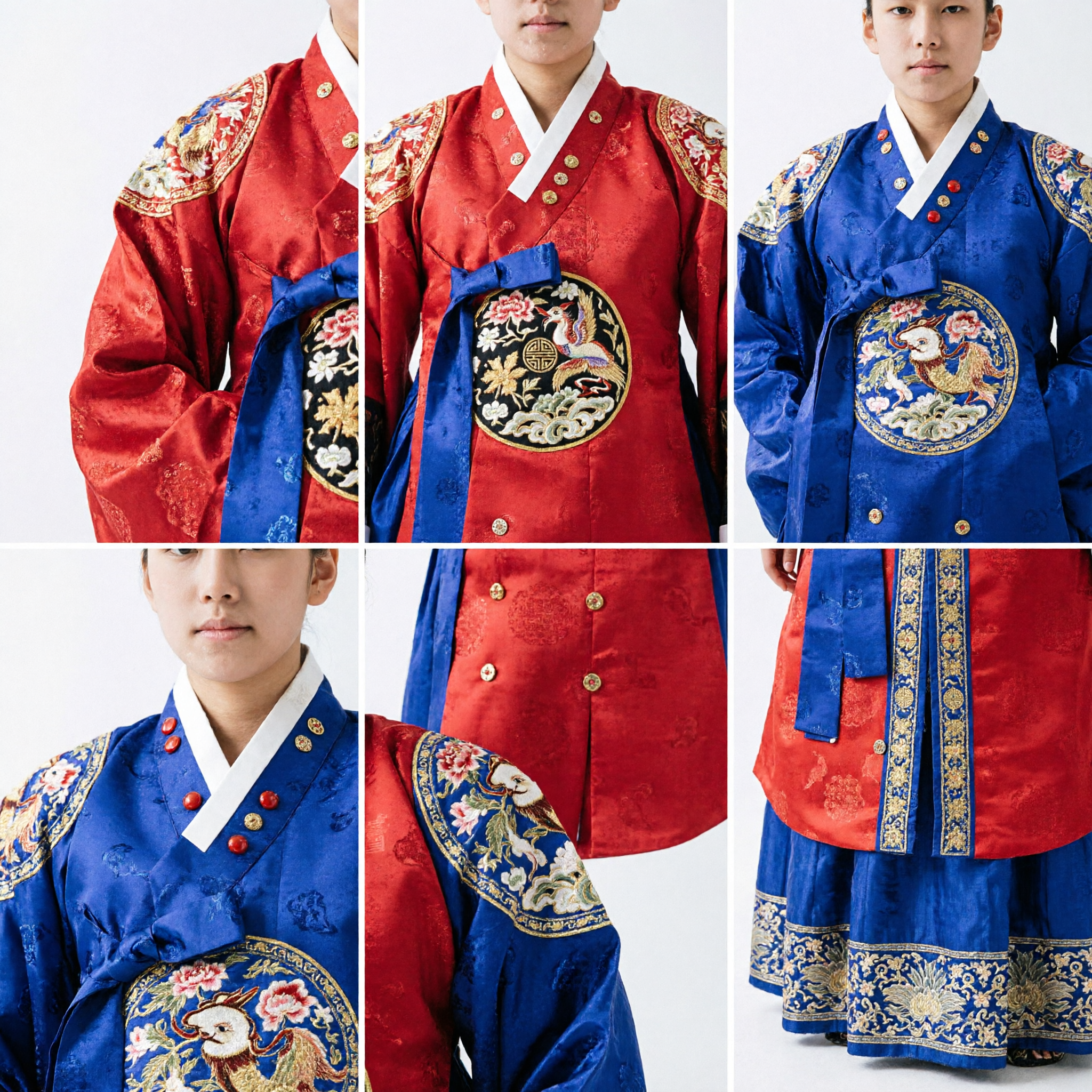 Traditional Korean Royal King Hanbok Costume for Boys Red Embroidered Ceremonial Robe and Hat Set