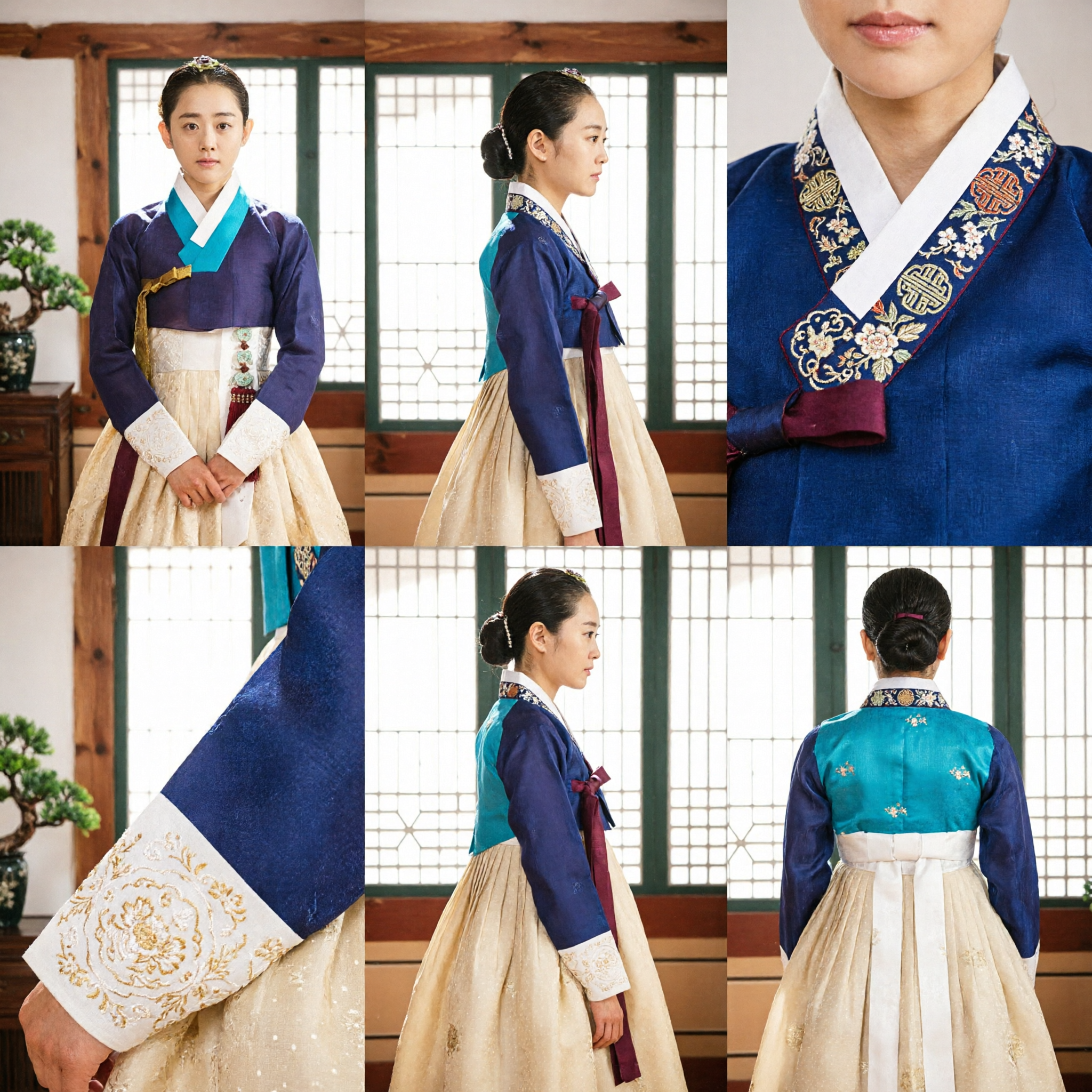 Elegant Purple and Gold Korean Hanbok Traditional Dress for Women Formal Wedding Ceremony Costume