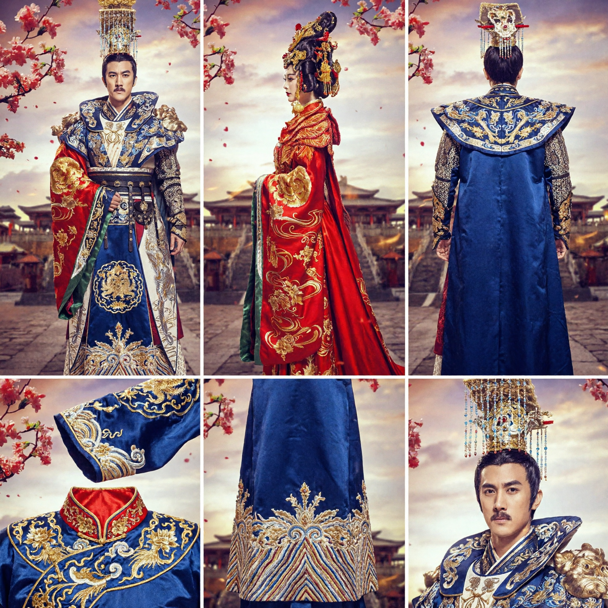Traditional Chinese Wedding Hanfu Costume for Couples Tang Dynasty Emperor and Empress Cosplay Outfit