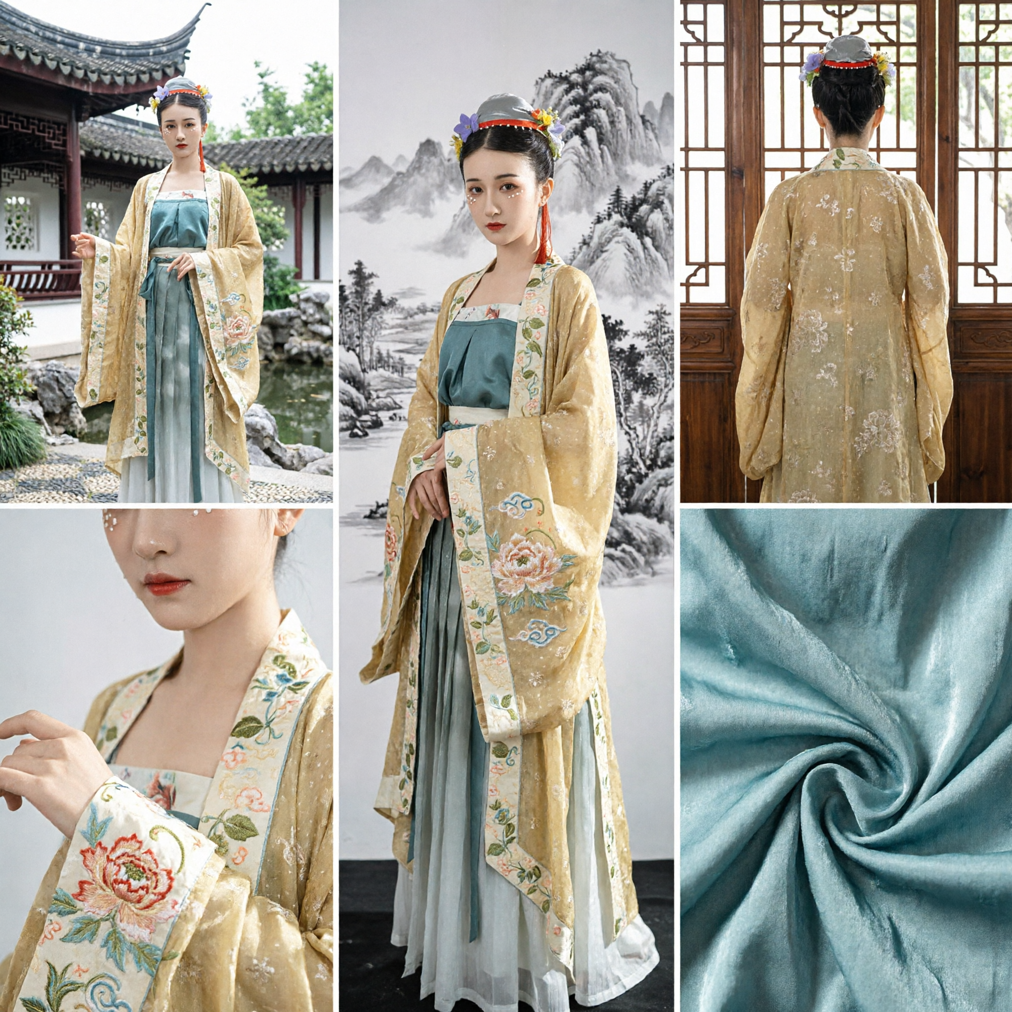 Ancient Song Dynasty Style Hanfu Set for Women Traditional Chinese Embroidered Robe and Gradient Pleated Skirt Costume