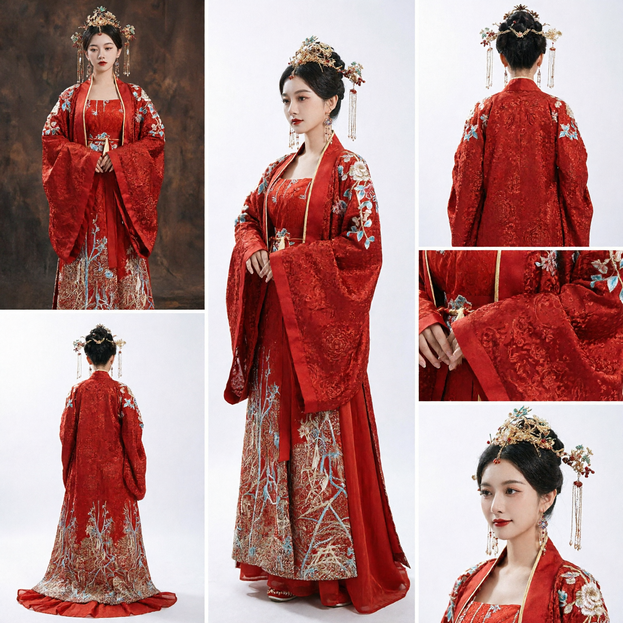Traditional Chinese Red Wedding Hanfu Dress Embroidered Ancient Costume Formal Bridal Gown for Women