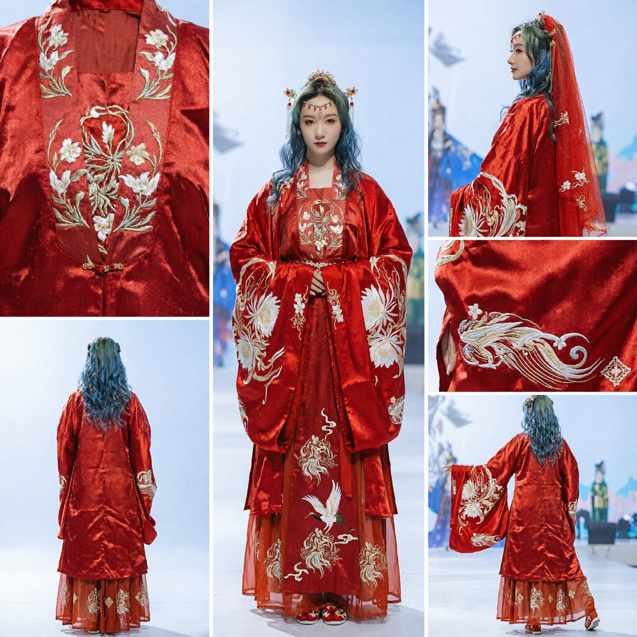 Traditional Chinese Red Hanfu Wedding Dress Ancient Embroidered Palace Costume for Women Festival