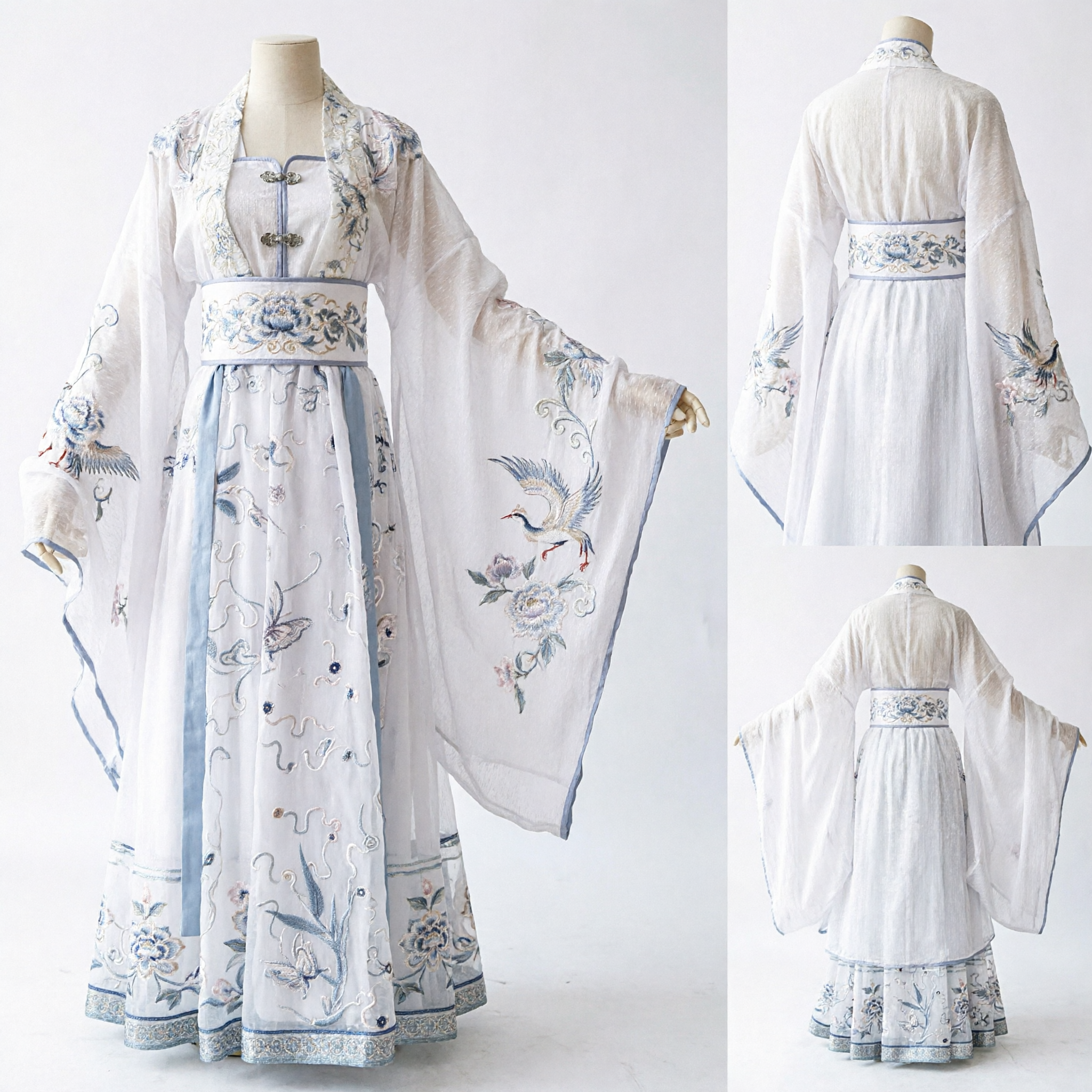 Exquisite White Hanfu Traditional Chinese Ancient Costume Embroidered Fairy Dress for Women Cosplay and Performance